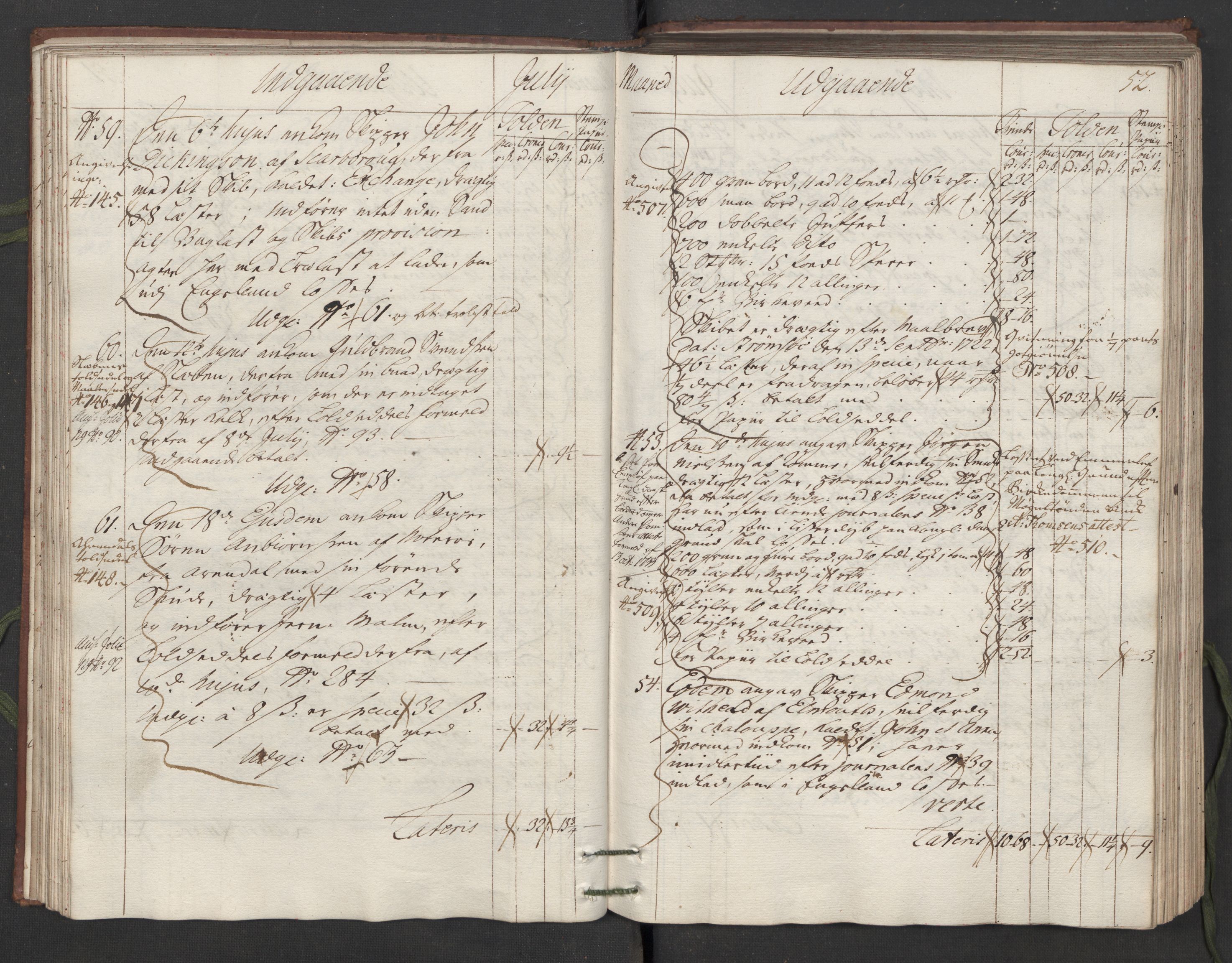 Generaltollkammeret, tollregnskaper, AV/RA-EA-5490/R05/L0014/0001: Tollregnskaper Moss, Son, Krokstad / Hovedtollbok, 1733, s. 51b-52a