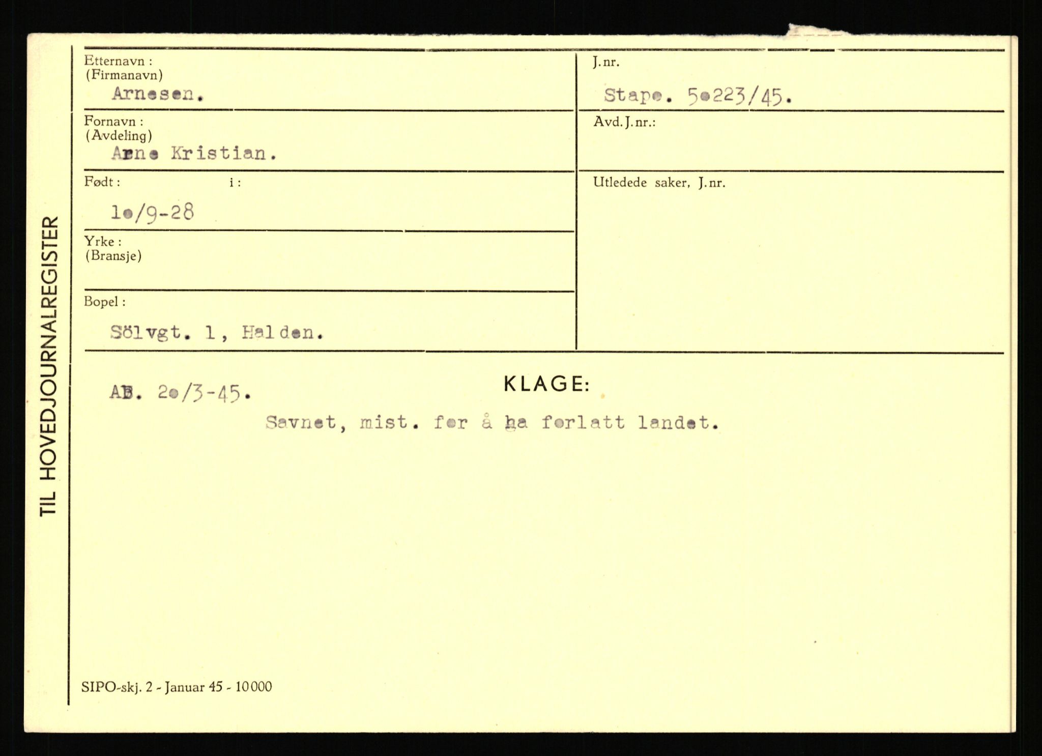 Statspolitiet - Hovedkontoret / Osloavdelingen, AV/RA-S-1329/C/Ca/L0002: Arneberg - Brand, 1943-1945, s. 36