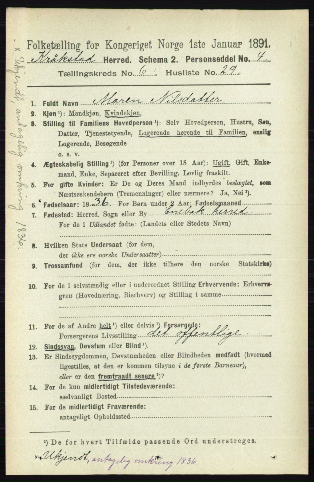 RA, Folketelling 1891 for 0212 Kråkstad herred, 1891, s. 3150