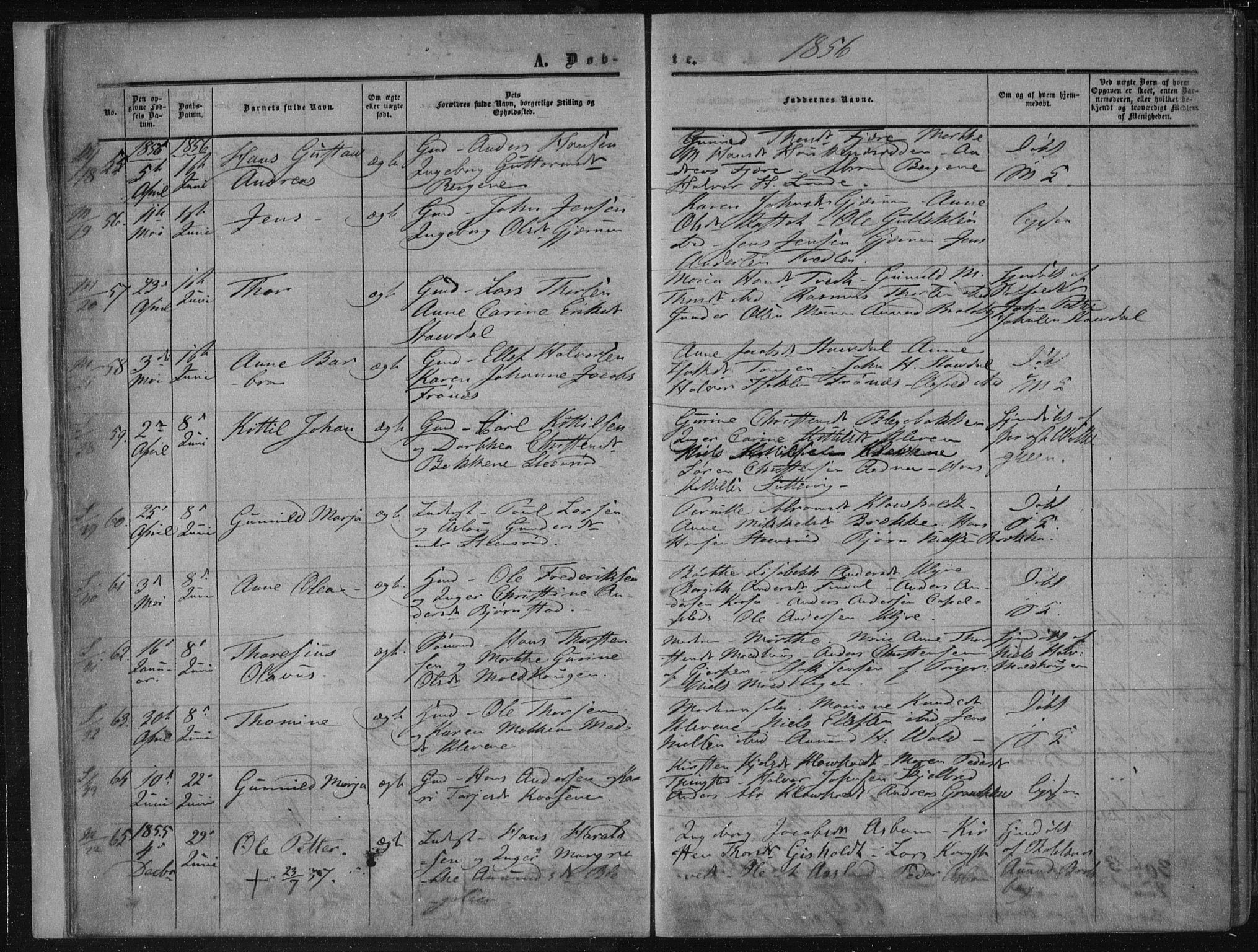 Solum kirkebøker, AV/SAKO-A-306/F/Fa/L0007: Ministerialbok nr. I 7, 1856-1864, s. 6