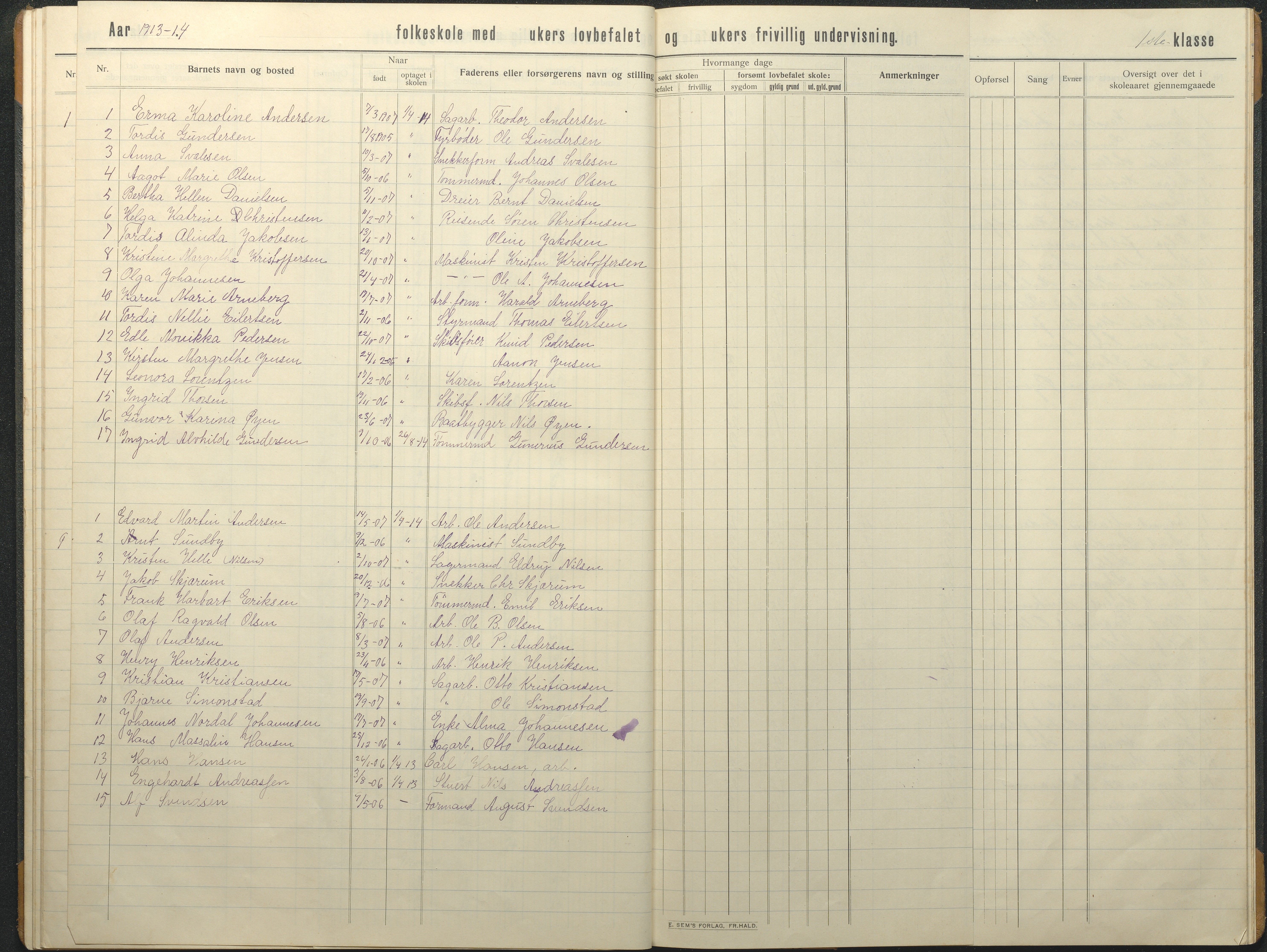 Hisøy kommune frem til 1991, AAKS/KA0922-PK/32/L0017: Skoleprotokoll, 1908-1920