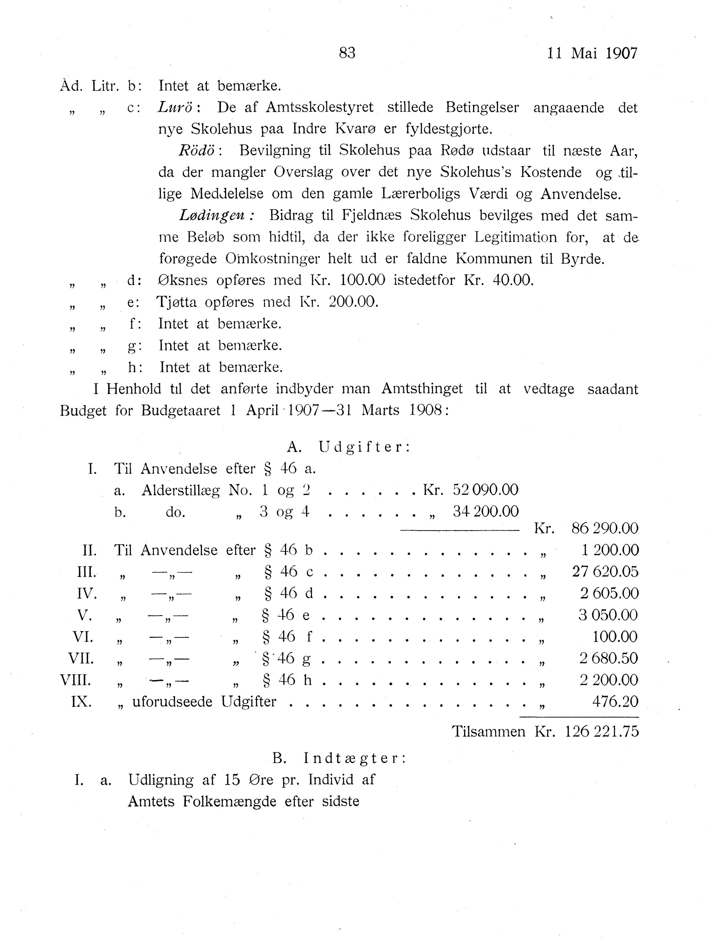 Nordland Fylkeskommune. Fylkestinget, AIN/NFK-17/176/A/Ac/L0030: Fylkestingsforhandlinger 1907, 1907