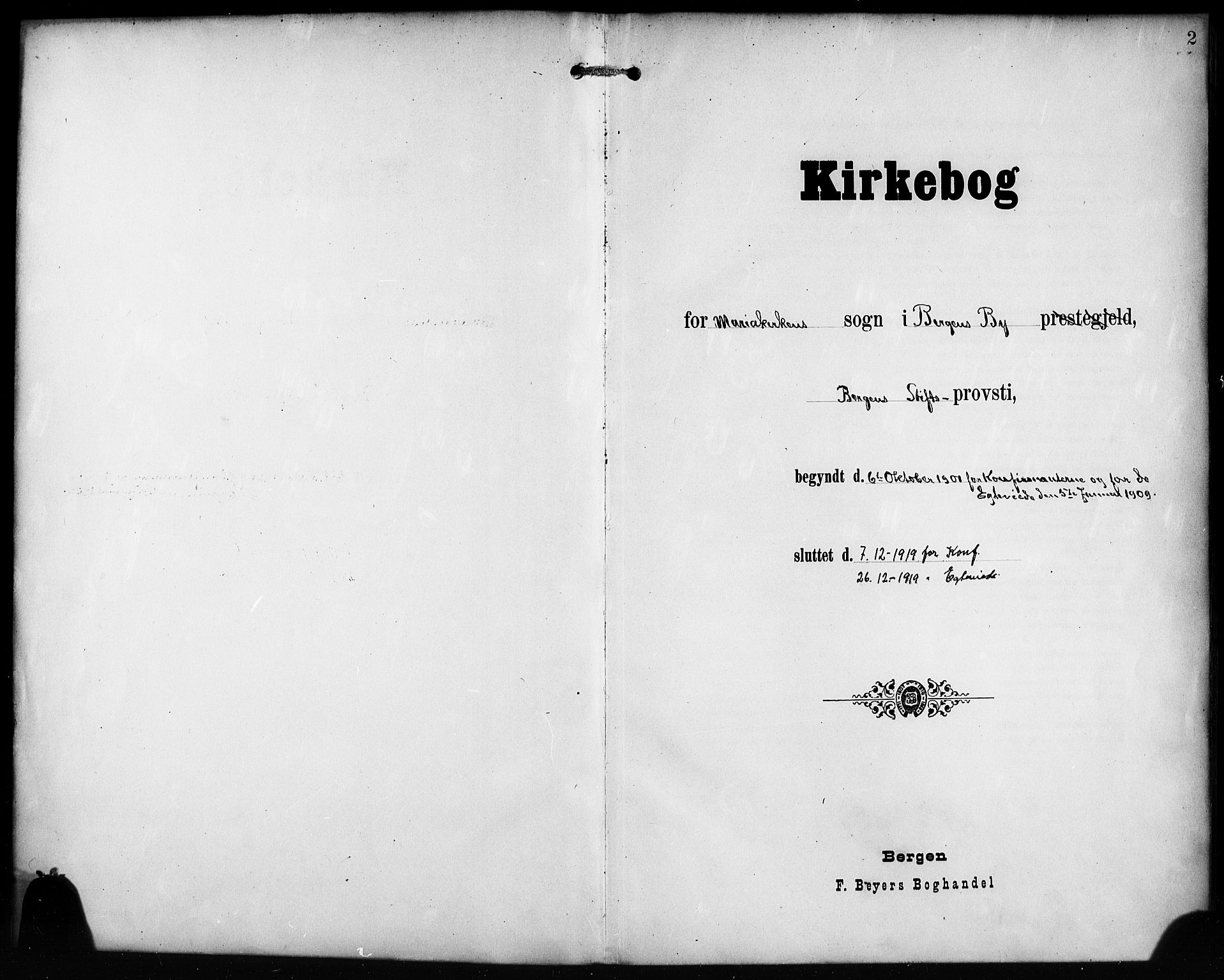 Mariakirken Sokneprestembete, AV/SAB-A-76901/H/Hab/L0009: Klokkerbok nr. A 9, 1901-1919, s. 2