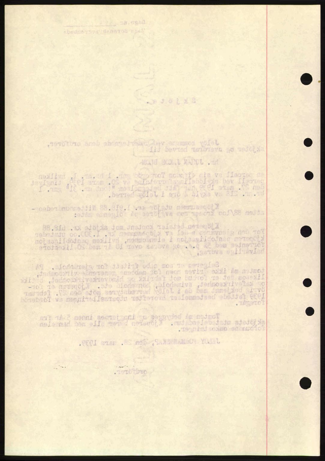 Moss sorenskriveri, SAO/A-10168: Pantebok nr. A5, 1938-1939, Dagboknr: 822/1939