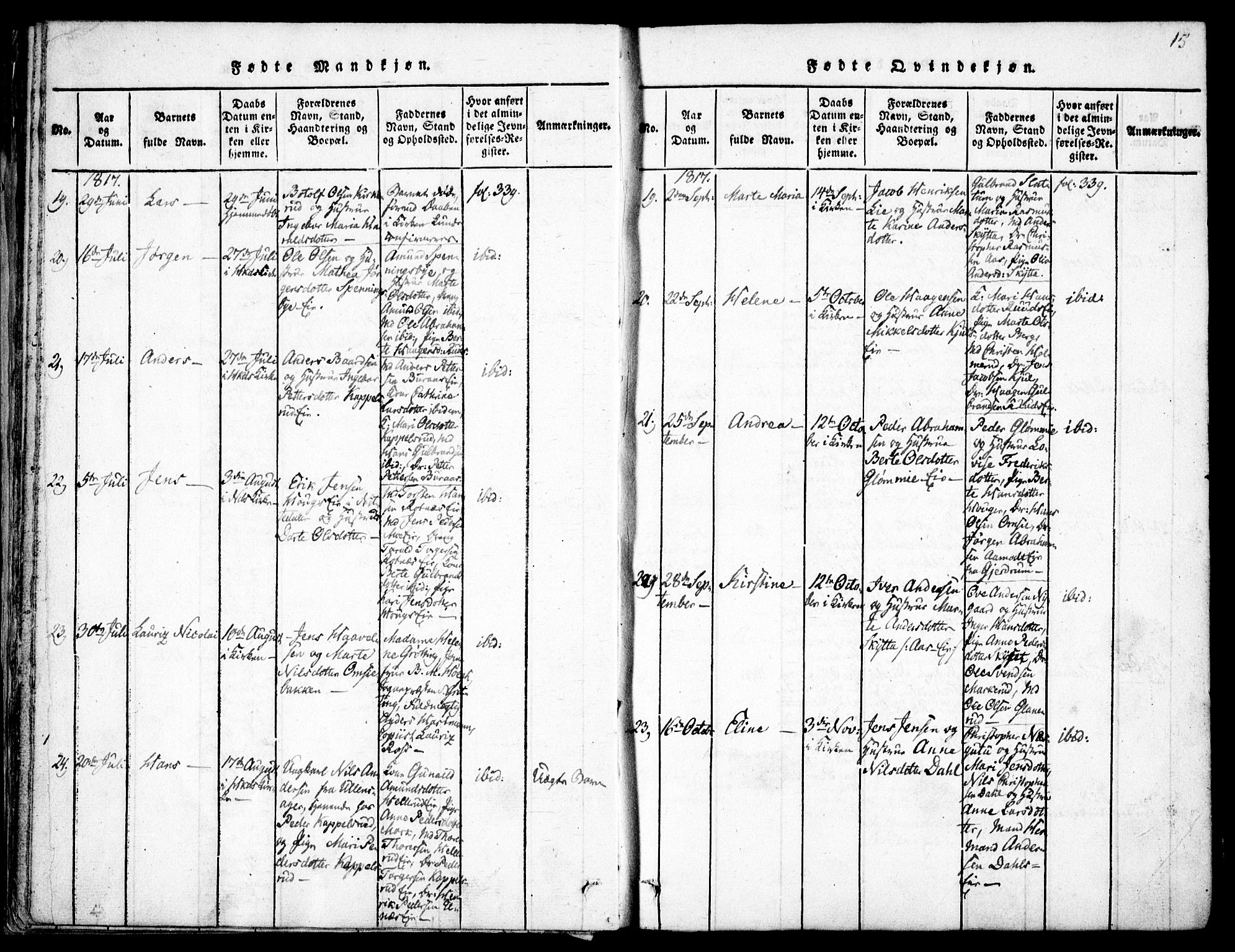 Nittedal prestekontor Kirkebøker, AV/SAO-A-10365a/F/Fa/L0003: Ministerialbok nr. I 3, 1814-1836, s. 15