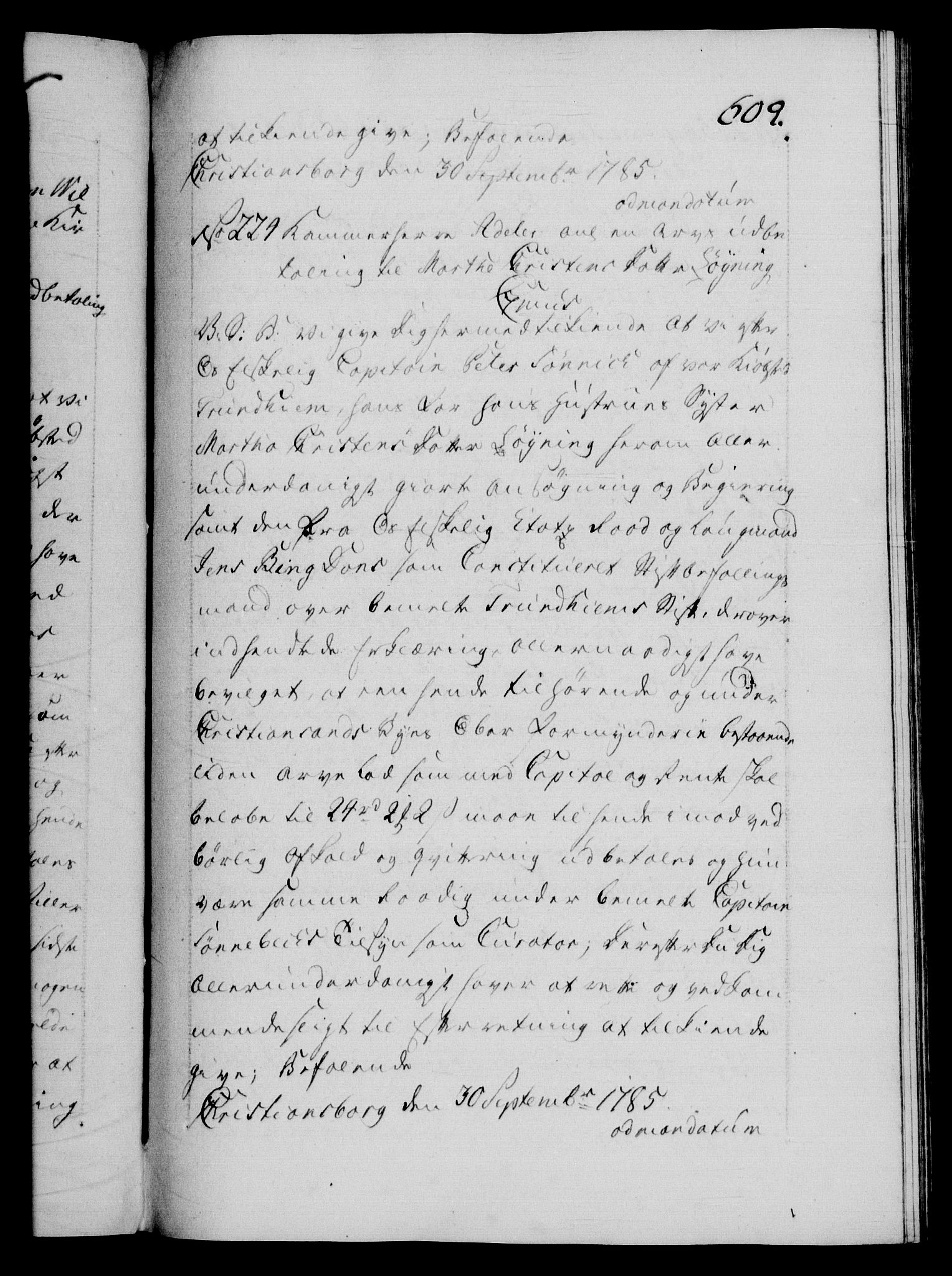 Danske Kanselli 1572-1799, AV/RA-EA-3023/F/Fc/Fca/Fcab/L0043: Norske tegnelser, 1782-1786, s. 609a