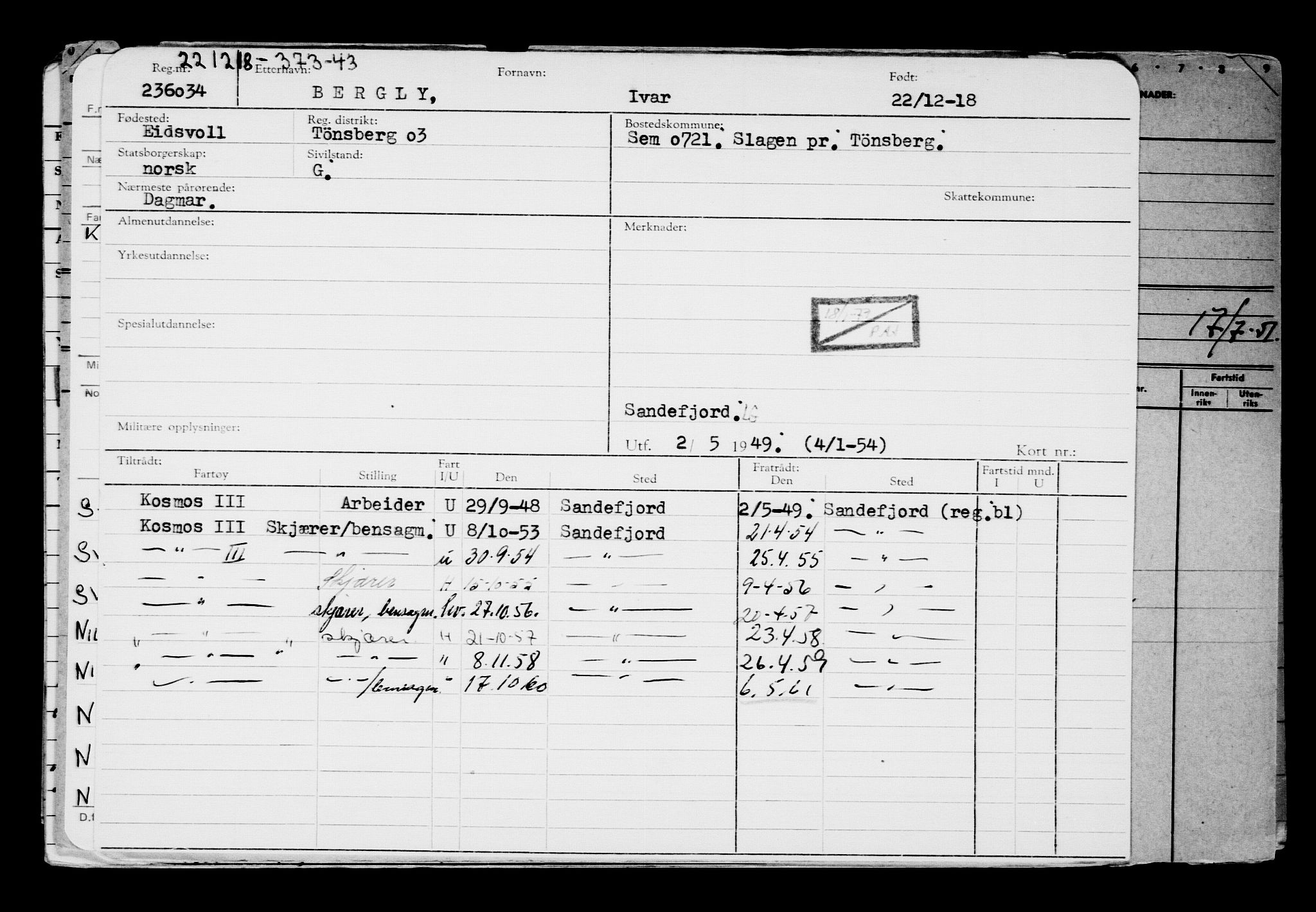 Direktoratet for sjømenn, AV/RA-S-3545/G/Gb/L0165: Hovedkort, 1918-1919, s. 40