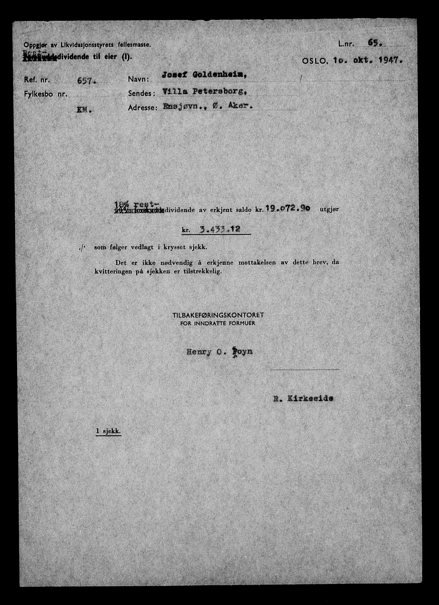 Justisdepartementet, Tilbakeføringskontoret for inndratte formuer, RA/S-1564/H/Hc/Hcc/L0939: --, 1945-1947, s. 249