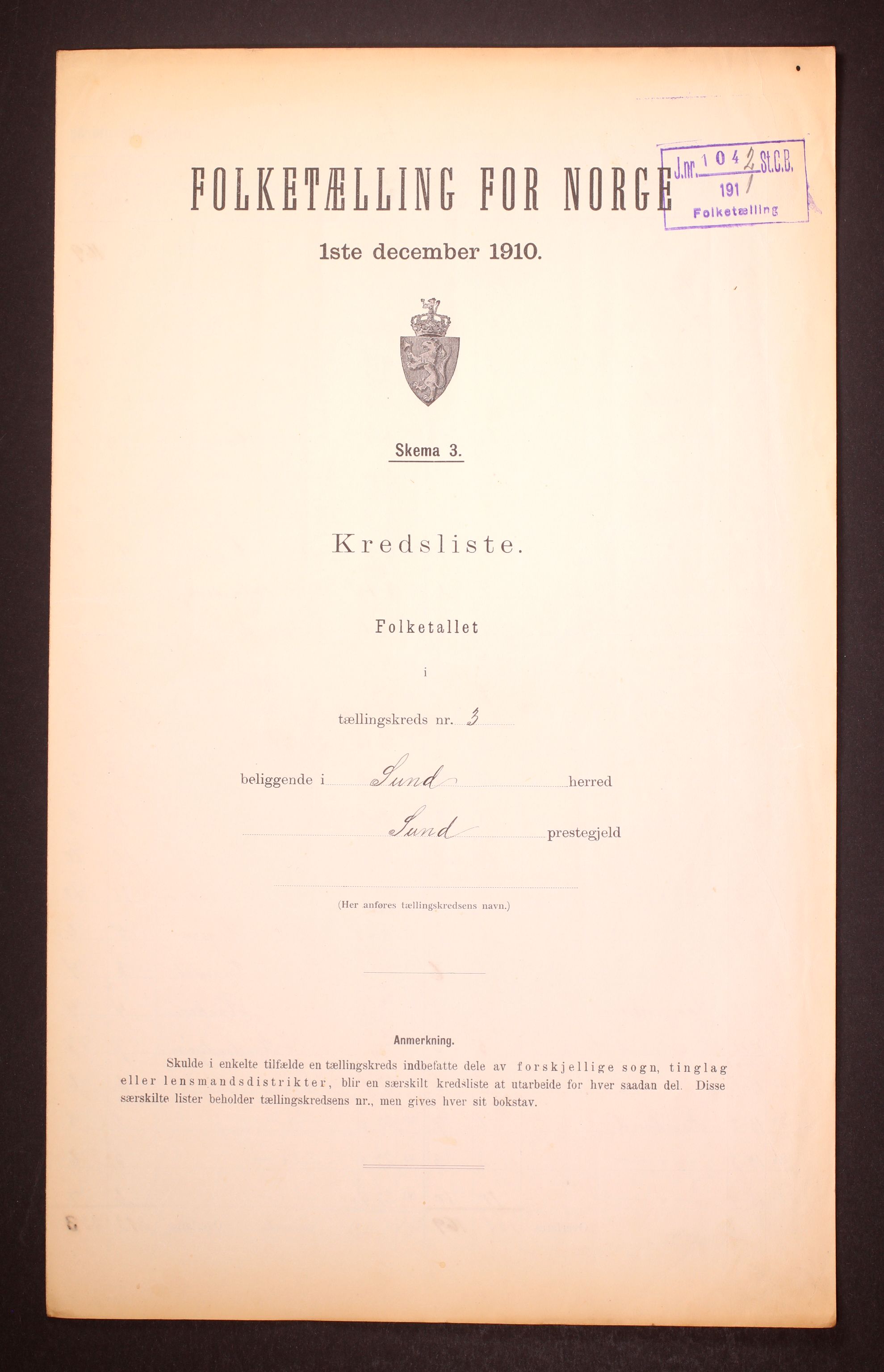 RA, Folketelling 1910 for 1245 Sund herred, 1910, s. 11