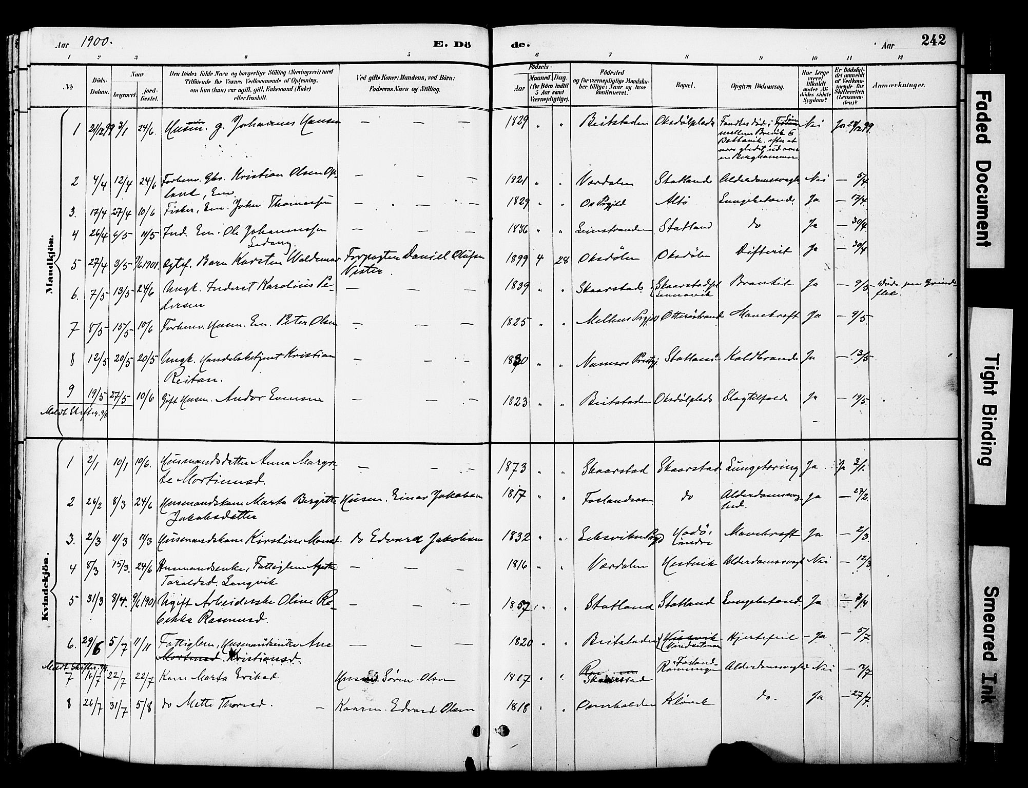 Ministerialprotokoller, klokkerbøker og fødselsregistre - Nord-Trøndelag, SAT/A-1458/774/L0628: Ministerialbok nr. 774A02, 1887-1903, s. 242