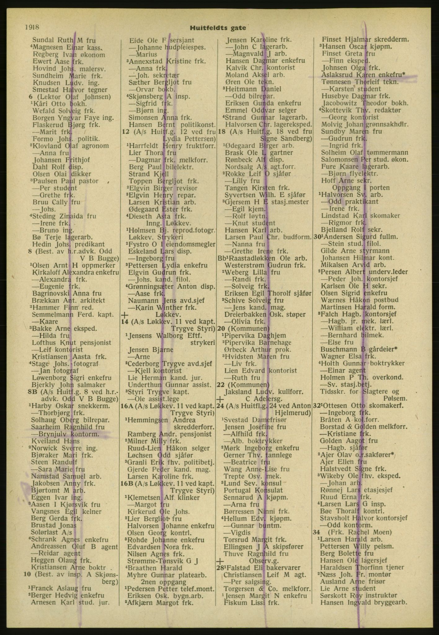 Kristiania/Oslo adressebok, PUBL/-, 1952, s. 1918