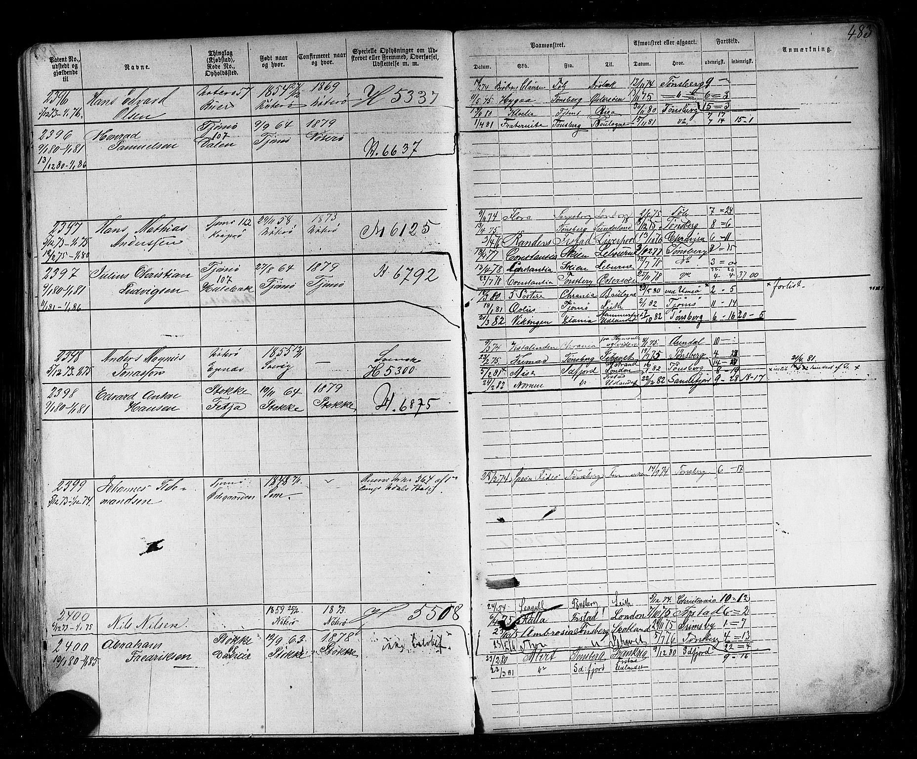 Tønsberg innrulleringskontor, AV/SAKO-A-786/F/Fb/L0002: Annotasjonsrulle Patent nr. 1-2635, 1869-1877, s. 526