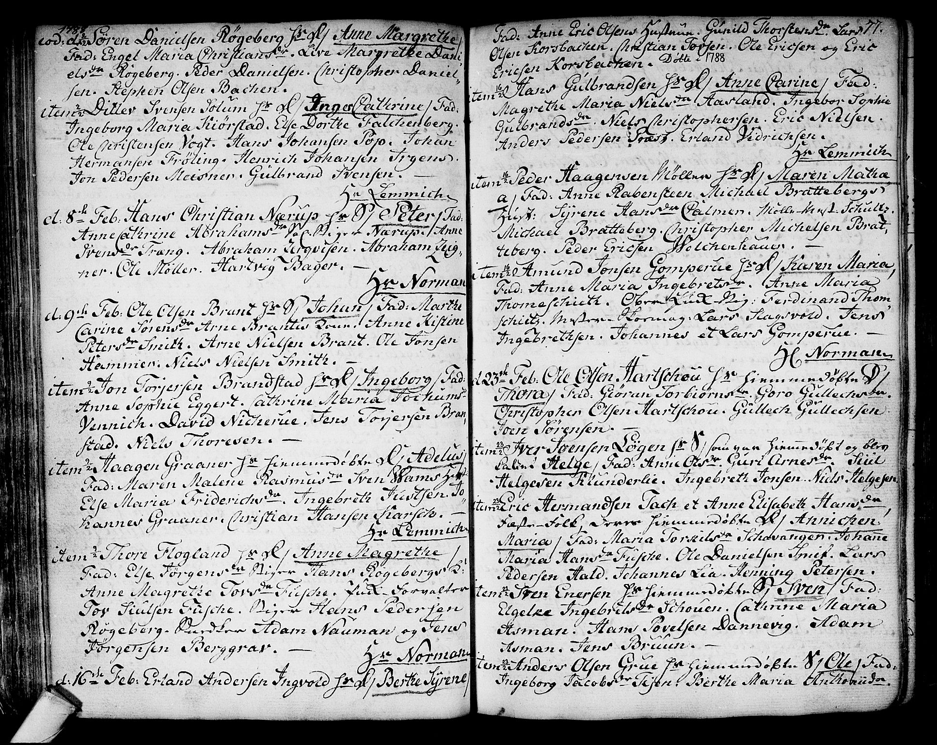 Kongsberg kirkebøker, SAKO/A-22/F/Fa/L0006: Ministerialbok nr. I 6, 1783-1797, s. 77