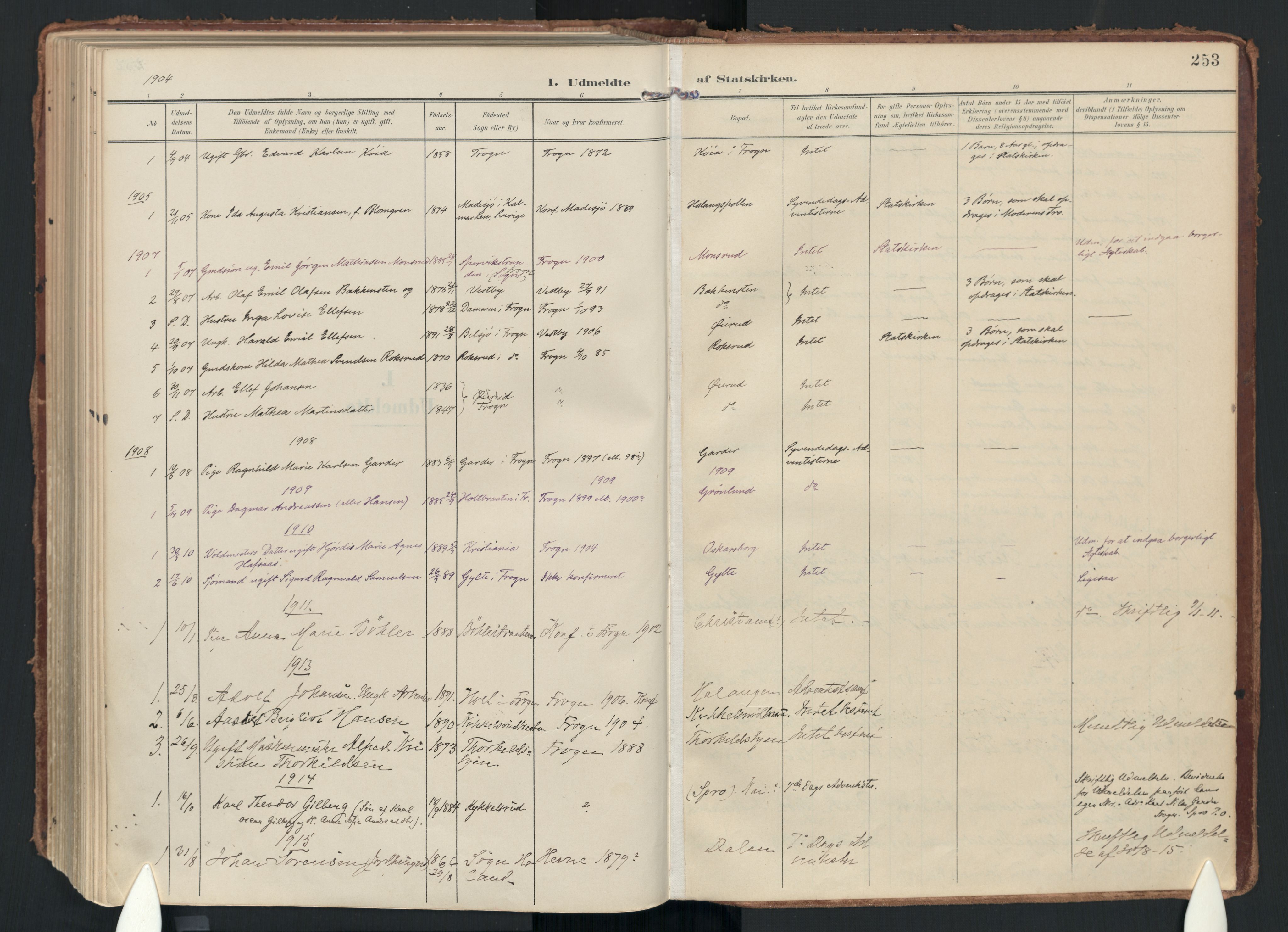 Drøbak prestekontor Kirkebøker, AV/SAO-A-10142a/F/Fc/L0003: Ministerialbok nr. III 3, 1901-1920, s. 253