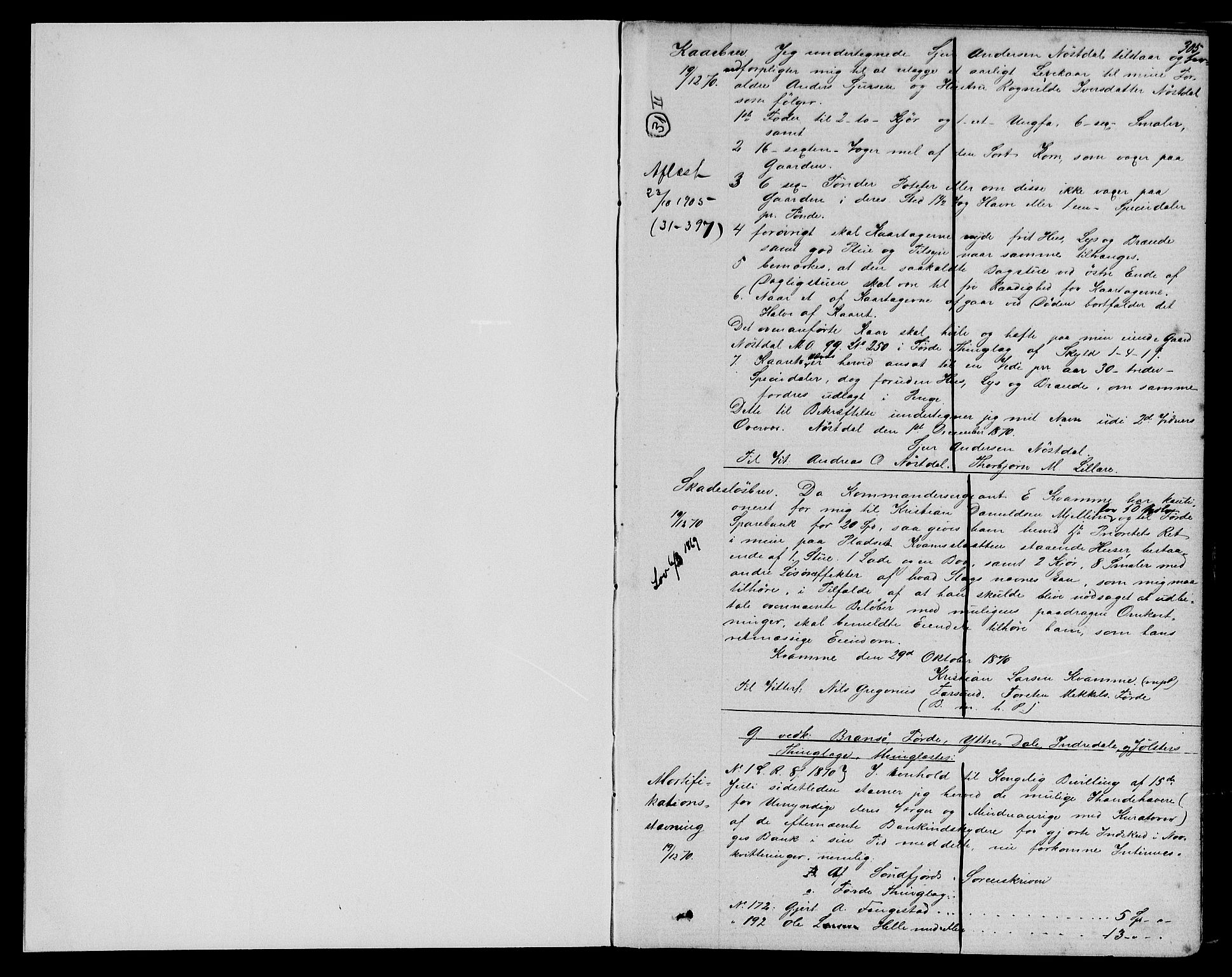 Sunnfjord tingrett, AV/SAB-A-3201/1/G/Gb/Gba/L0019b: Pantebok nr. II.B.19b, 1870-1872, s. 305