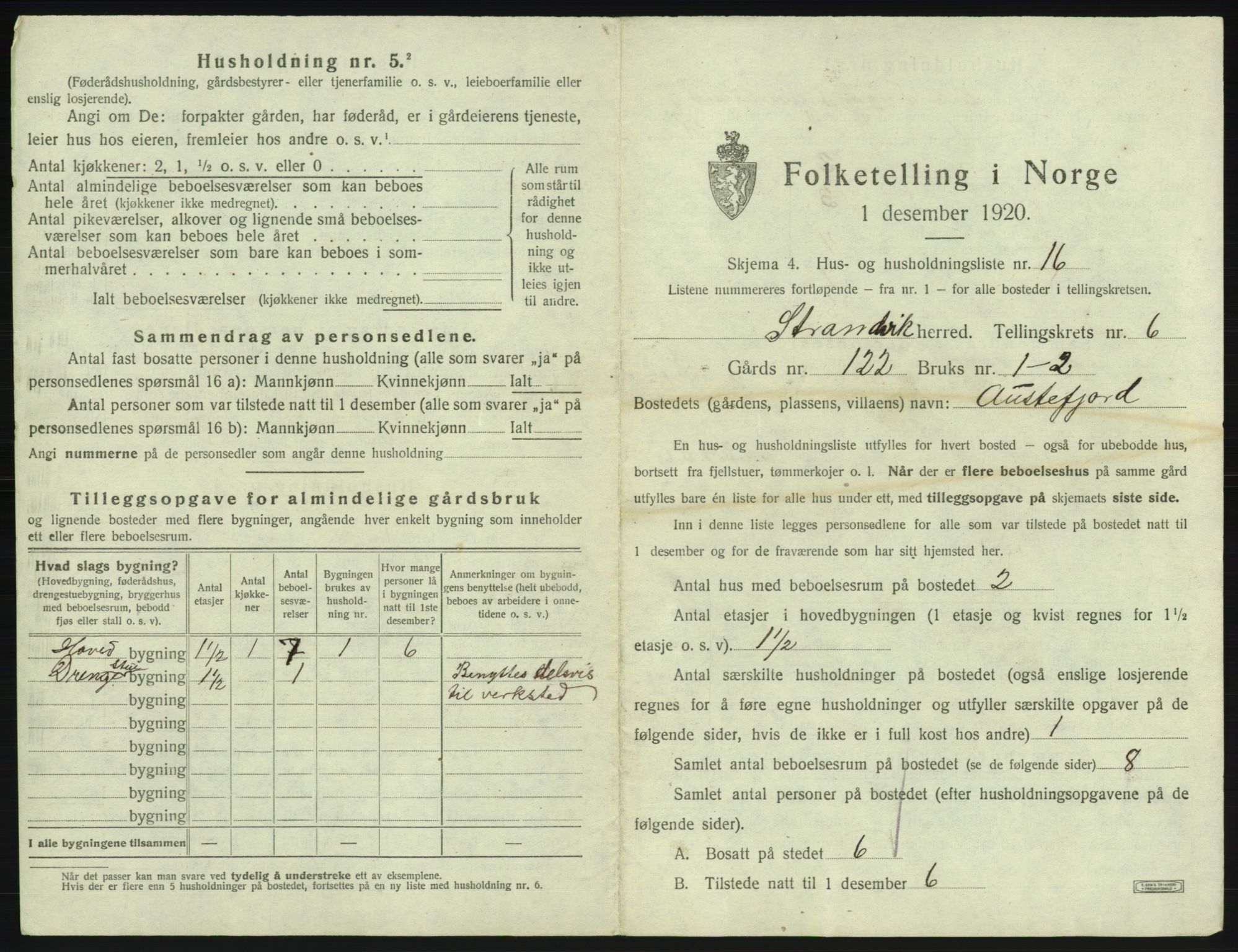 SAB, Folketelling 1920 for 1240 Strandvik herred, 1920, s. 691