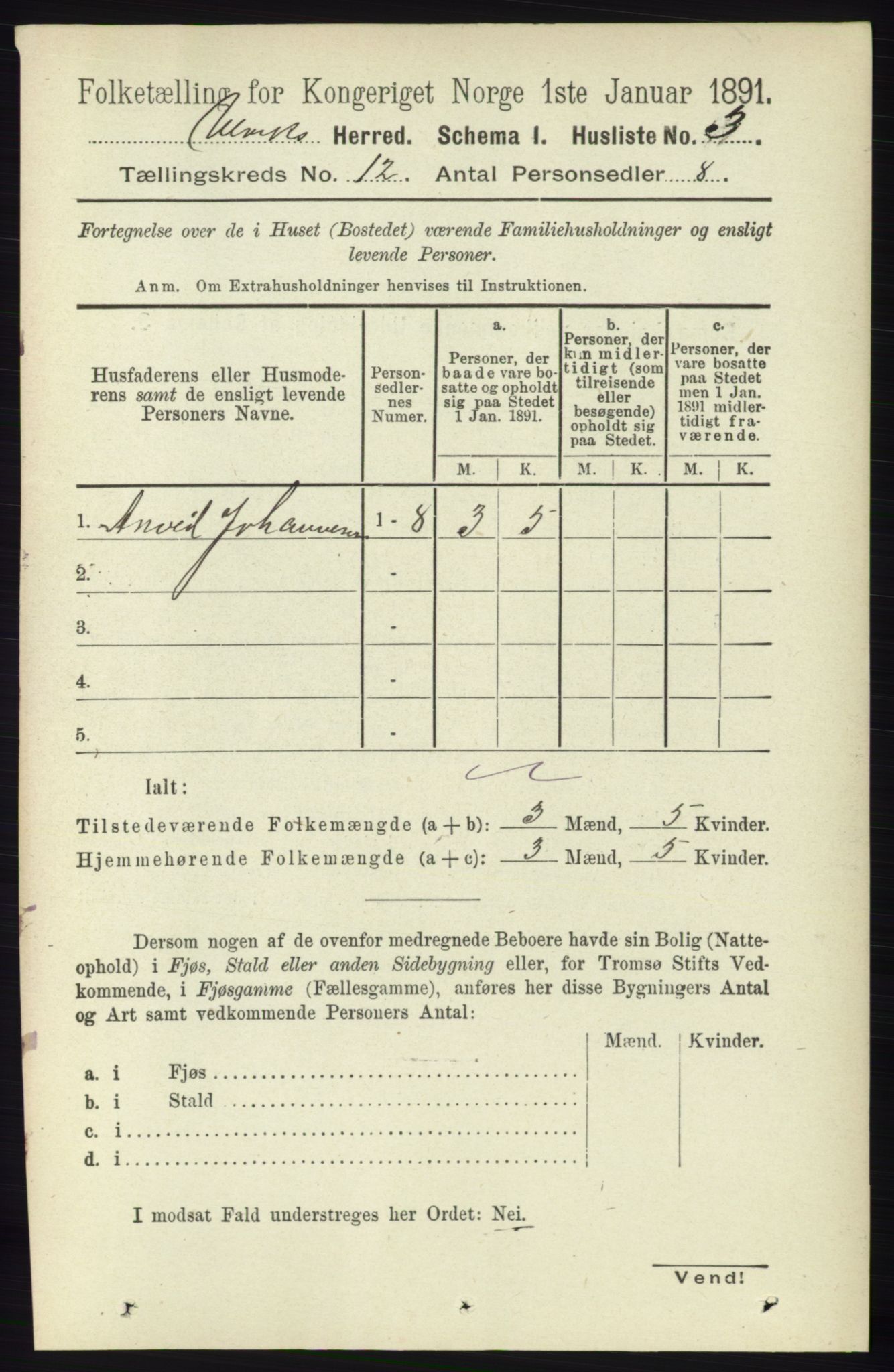 RA, Folketelling 1891 for 1233 Ulvik herred, 1891, s. 3605