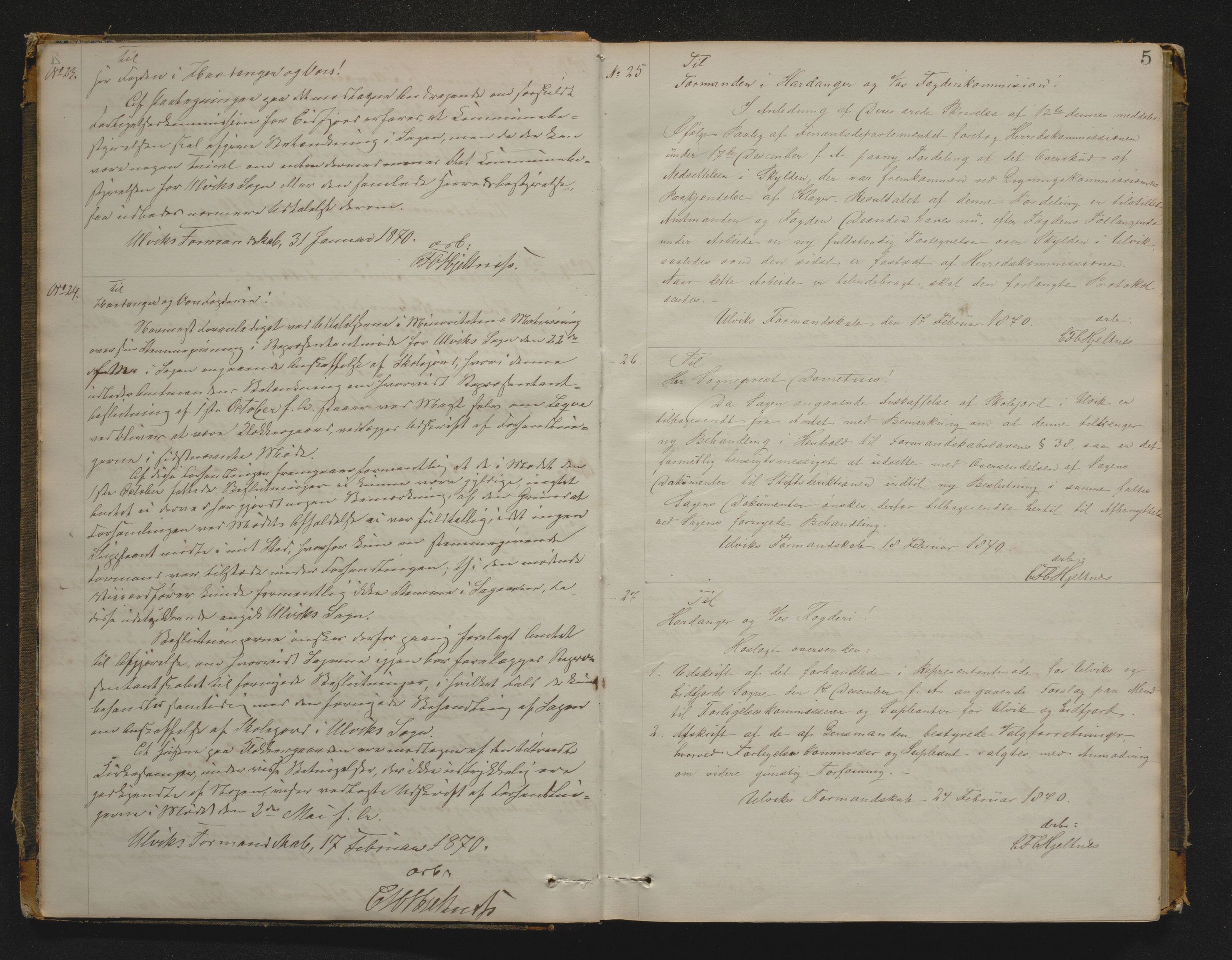 Ulvik herad. Formannskapet, IKAH/1233-021/B/Ba/Baa/L0002: Kopibok for formannskapet, 1869-1901