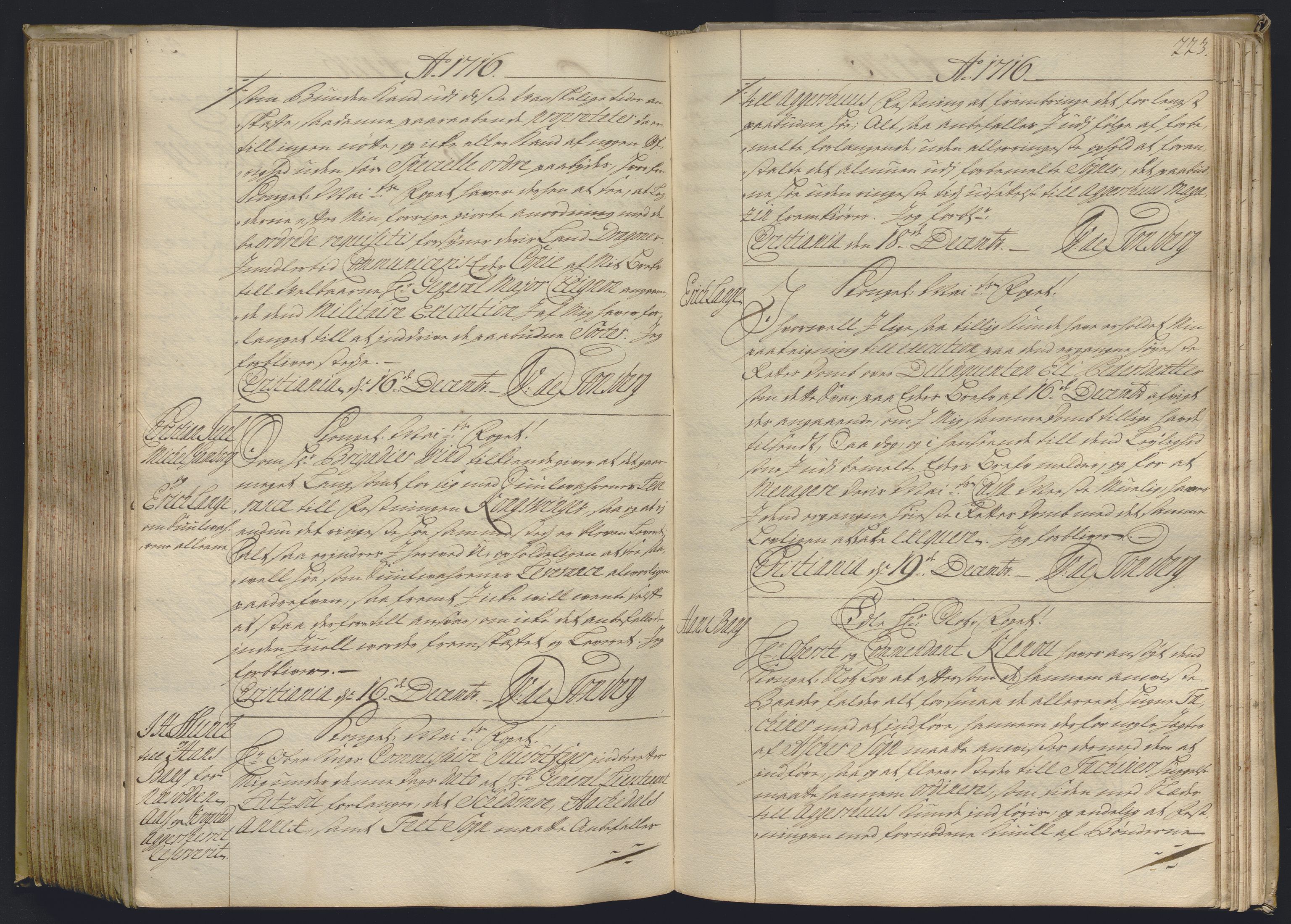 Kristiania stiftamt, AV/SAO-A-10386/B/Ba/L0004: Kopibok, 1715-1717, s. 222b-223a