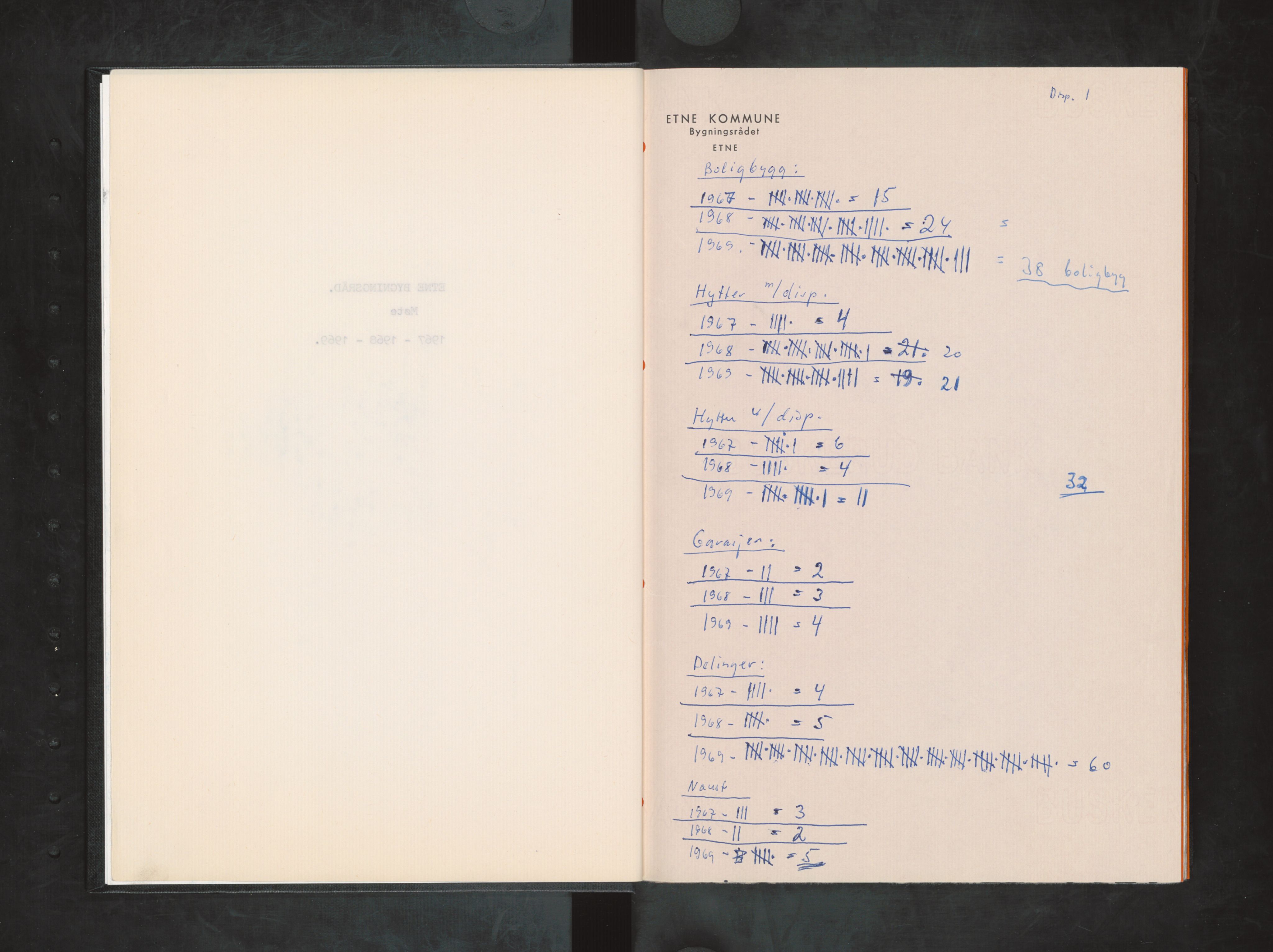 Etne kommune. Bygningsrådet, IKAH/1211-511/A/Aa/L0002: Møtebok Etne bygningsråd, 1967-1970