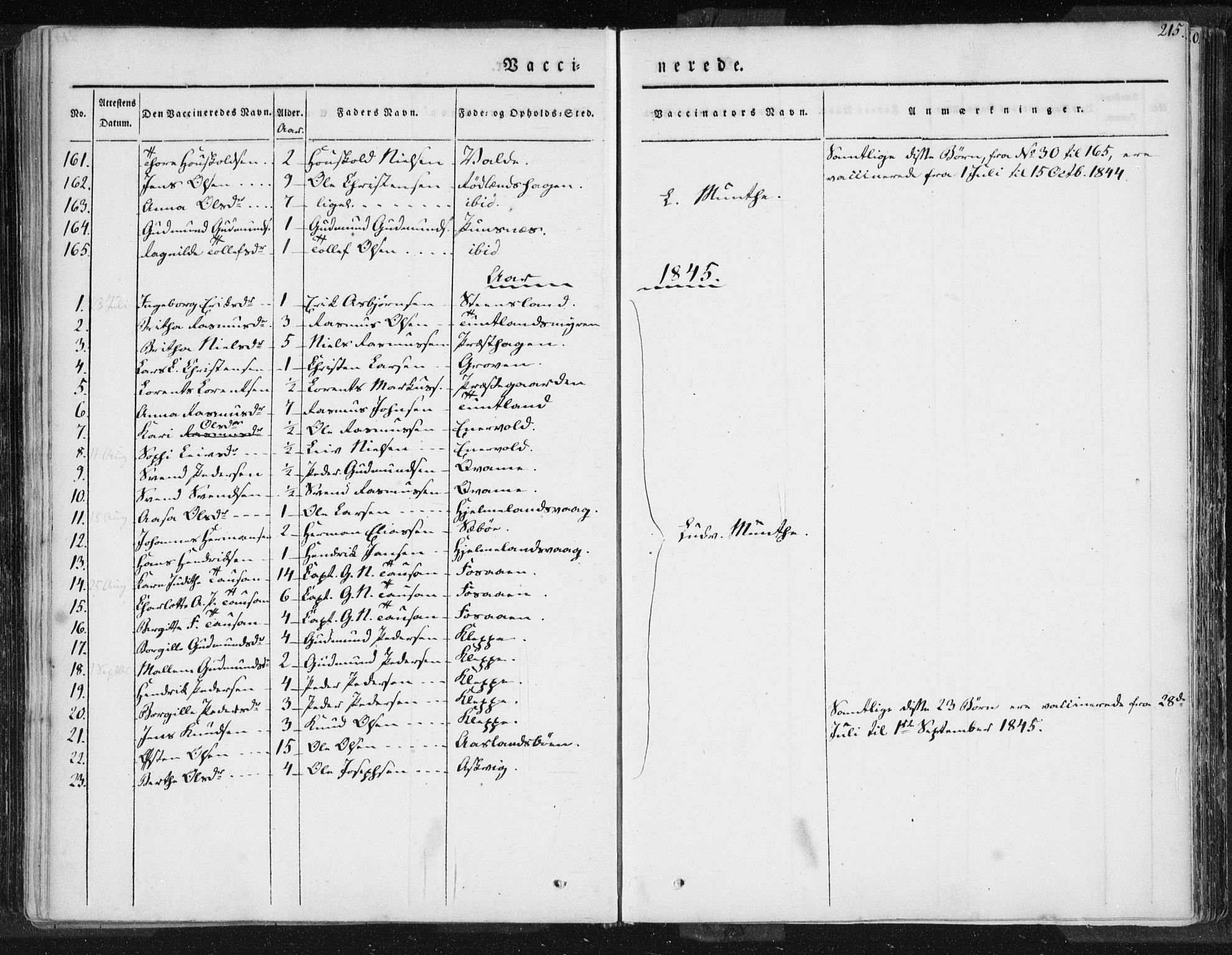 Hjelmeland sokneprestkontor, SAST/A-101843/01/IV/L0006: Ministerialbok nr. A 6, 1834-1845, s. 215