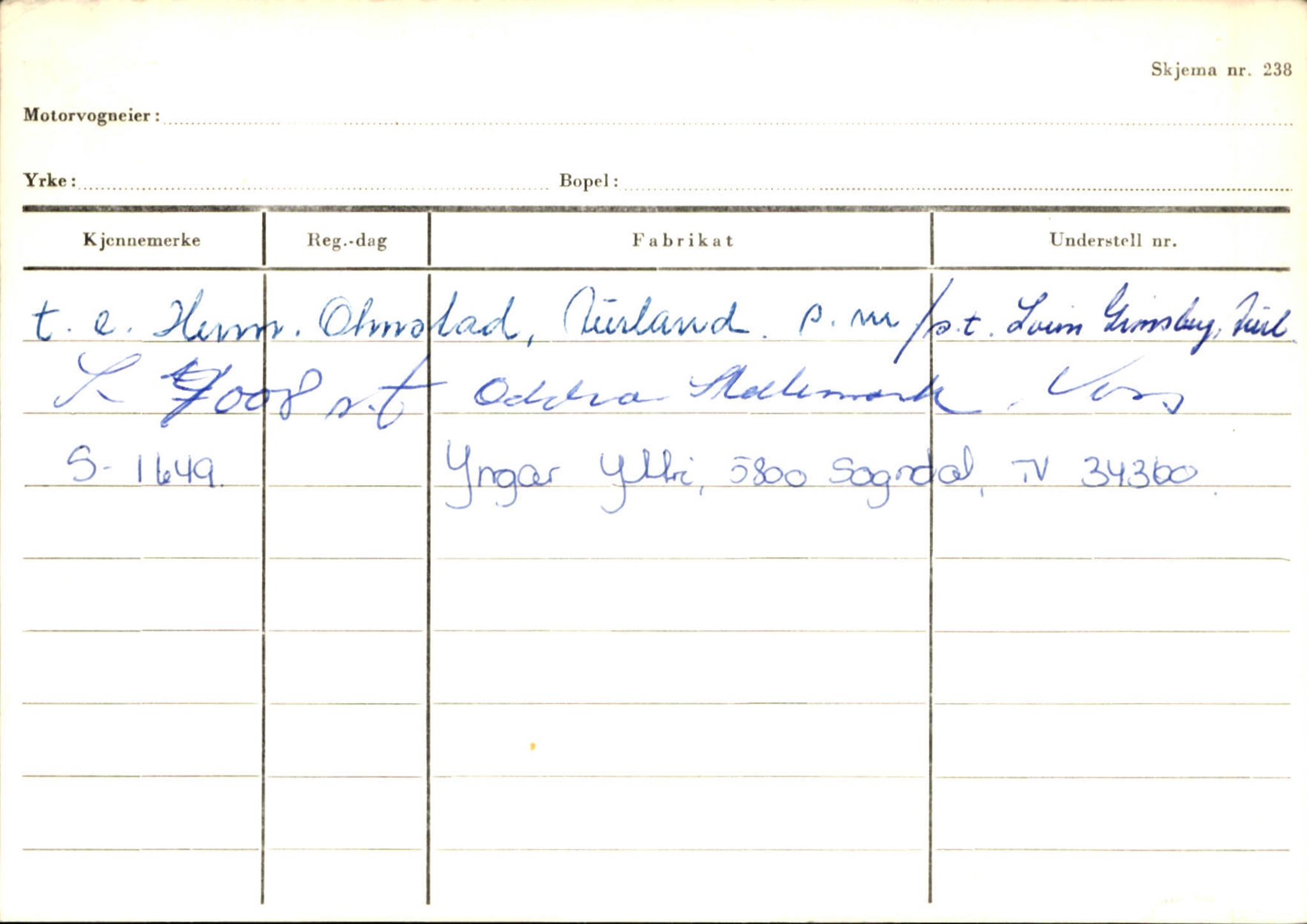 Statens vegvesen, Sogn og Fjordane vegkontor, SAB/A-5301/4/F/L0125: Eigarregister Sogndal V-Å. Aurland A-Å. Fjaler A-N, 1945-1975, s. 857