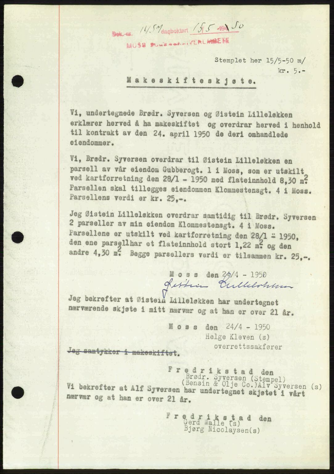 Moss sorenskriveri, SAO/A-10168: Pantebok nr. A26, 1950-1950, Dagboknr: 1457/1950