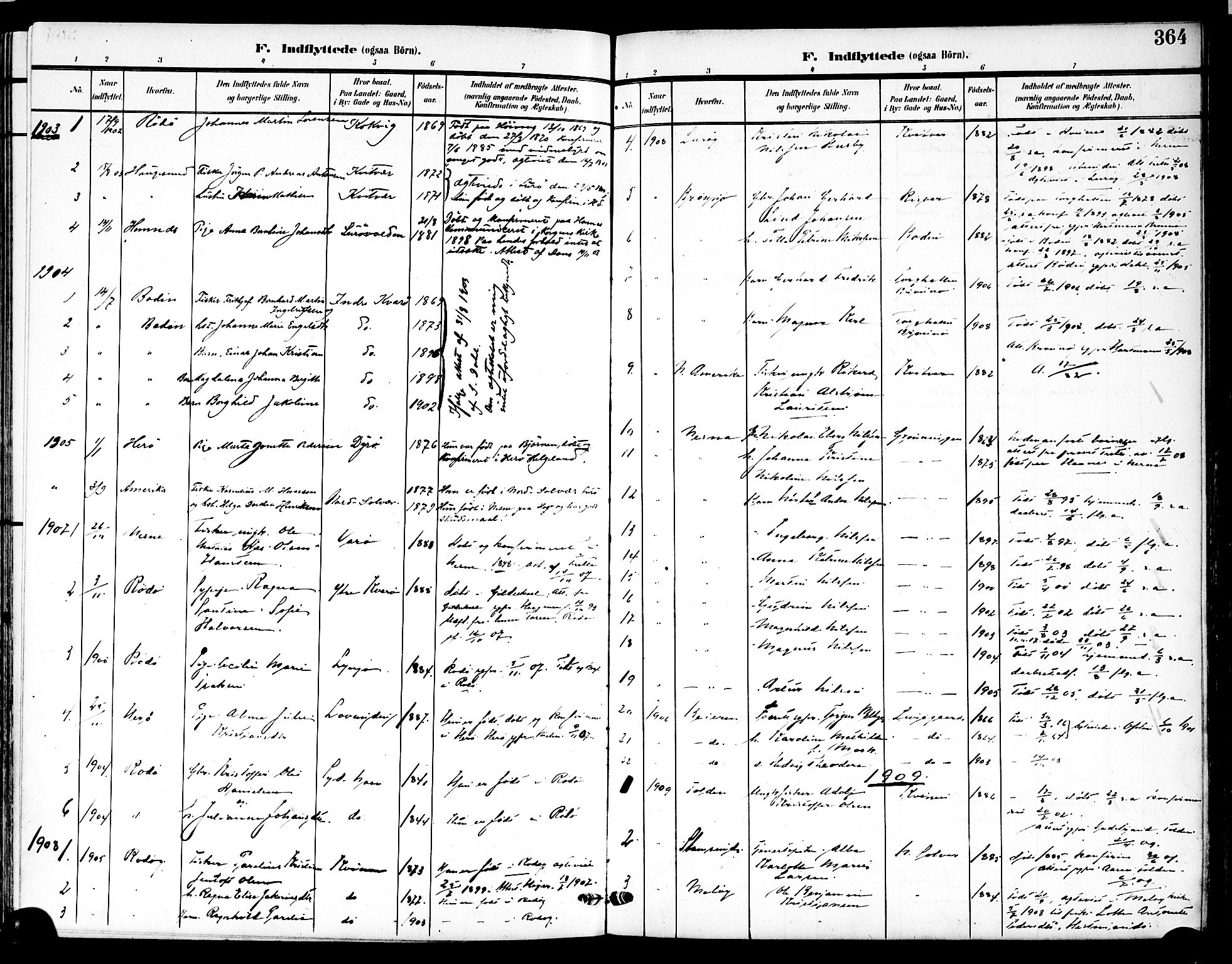 Ministerialprotokoller, klokkerbøker og fødselsregistre - Nordland, SAT/A-1459/839/L0569: Ministerialbok nr. 839A06, 1903-1922, s. 364