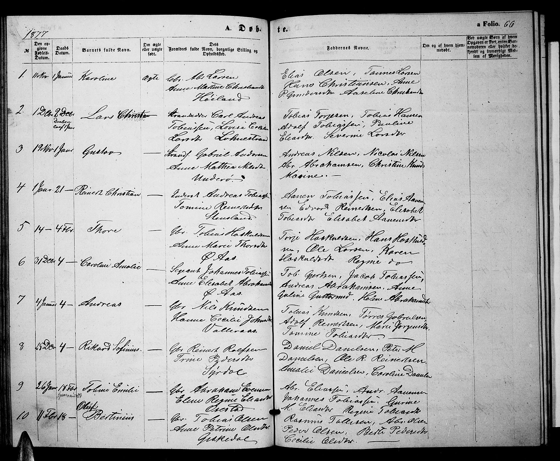 Sør-Audnedal sokneprestkontor, AV/SAK-1111-0039/F/Fb/Fbb/L0004: Klokkerbok nr. B 4, 1868-1879, s. 66
