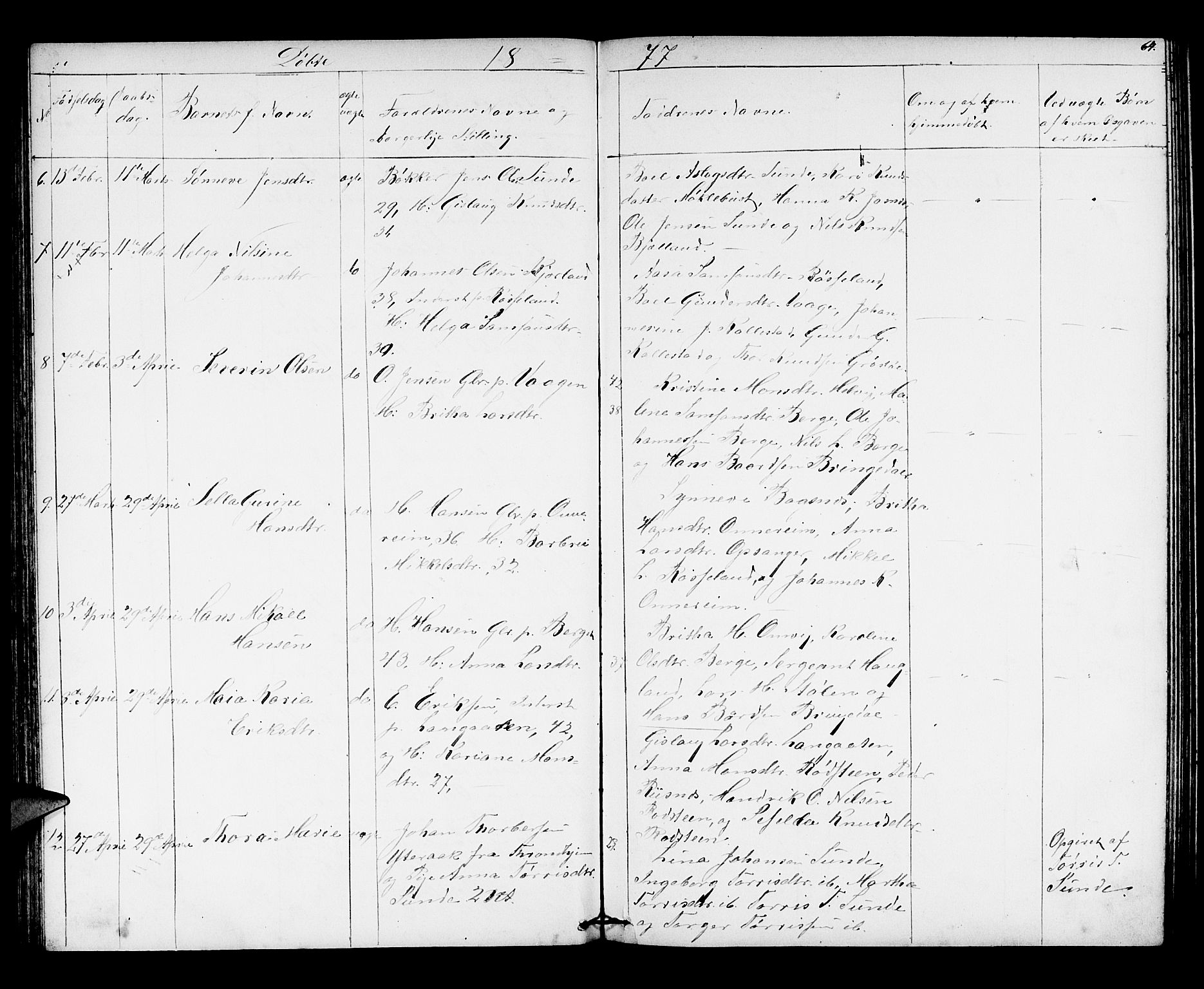 Husnes Sokneprestembete, AV/SAB-A-75901/H/Hab: Klokkerbok nr. A 1, 1856-1880, s. 64