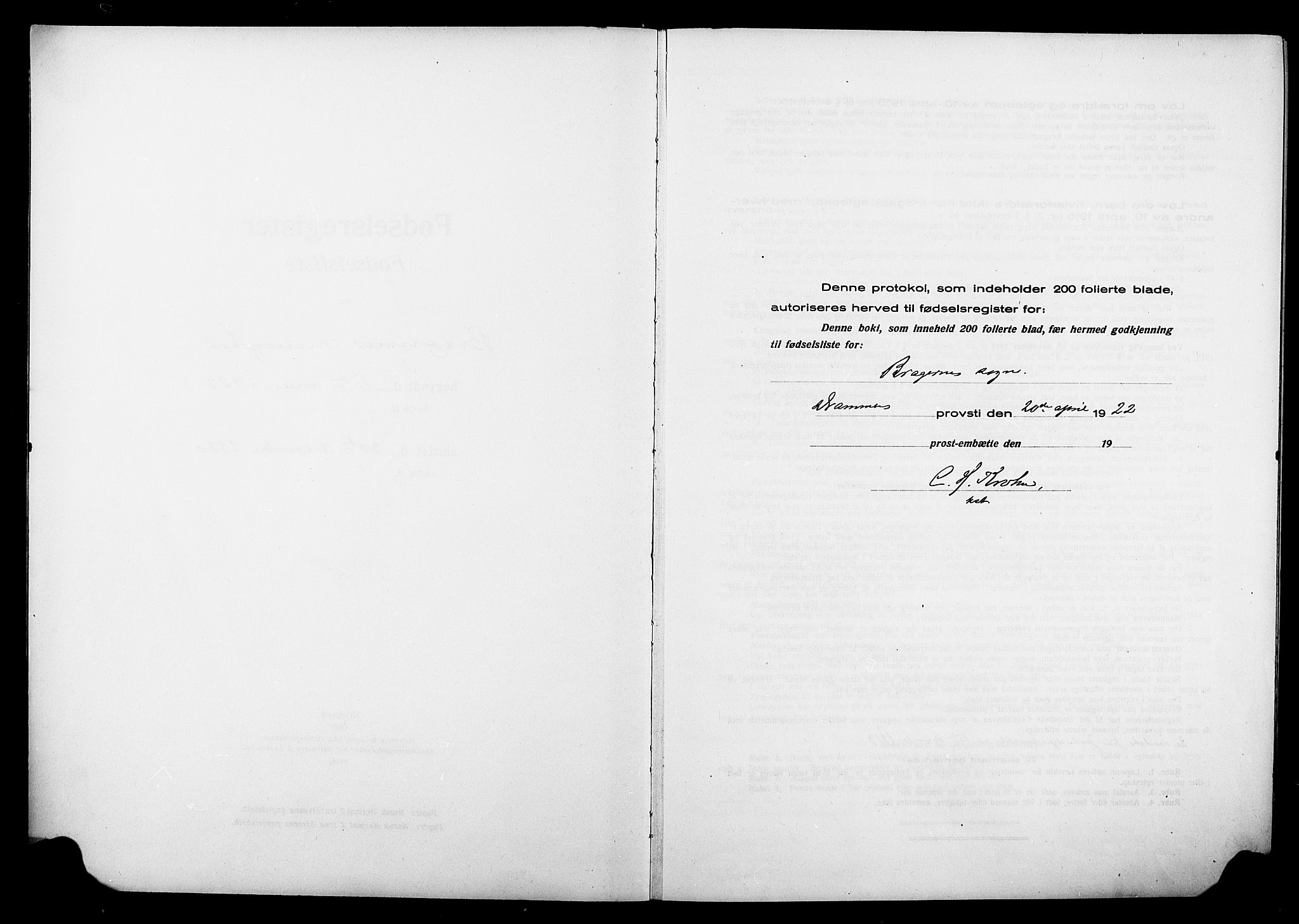 Bragernes kirkebøker, AV/SAKO-A-6/J/Ja/L0002: Fødselsregister nr. 2, 1922-1930