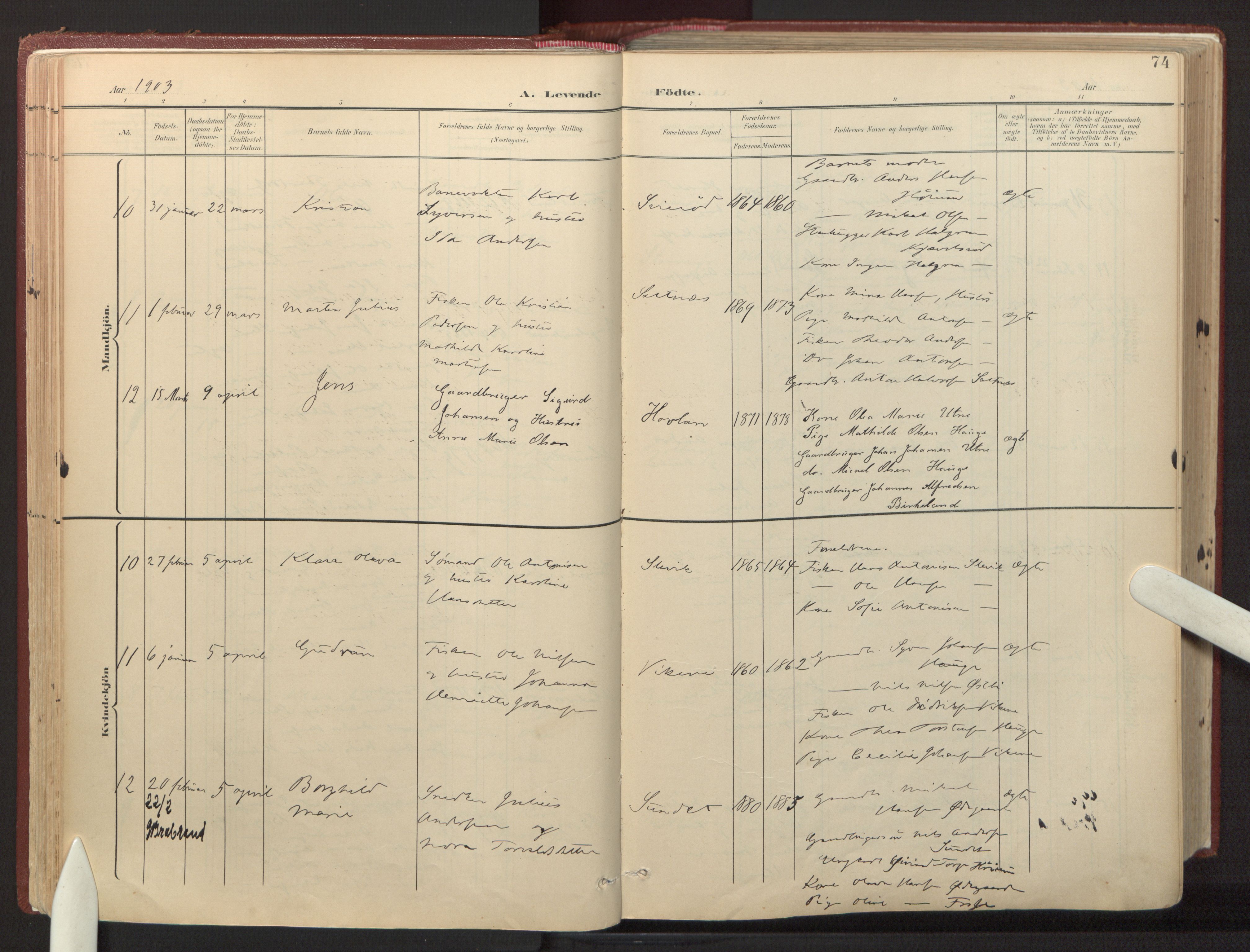 Onsøy prestekontor Kirkebøker, AV/SAO-A-10914/F/Fa/L0008: Ministerialbok nr. I 8, 1899-1923, s. 74