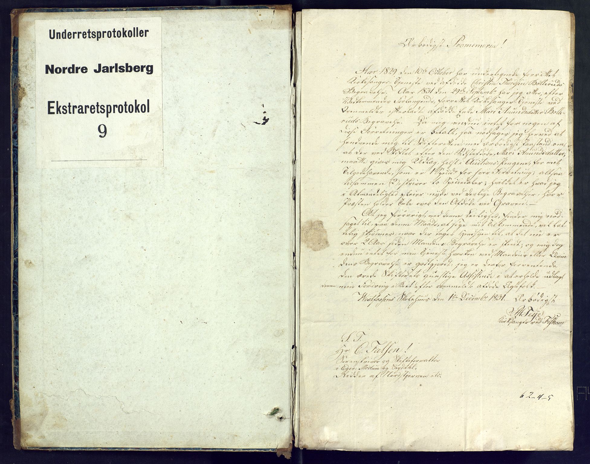 Nordre Jarlsberg sorenskriveri, SAKO/A-80/F/Fb/Fba/L0009: Ekstrarettsprotokoll, 1847-1850