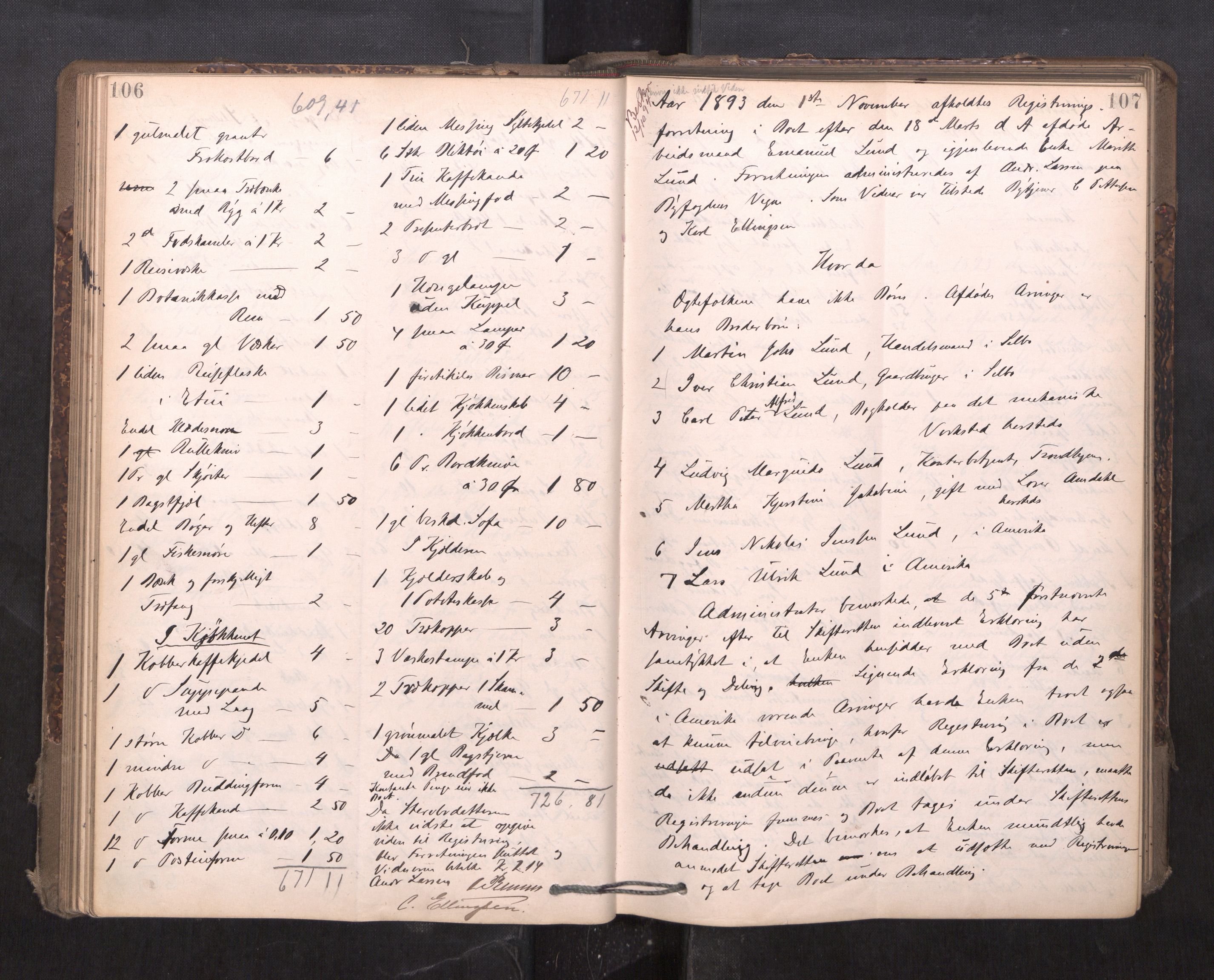 Trondheim byfogd, AV/SAT-A-0003/1/3/3C/L0015: Skifteregistreringsprotokoll - 24/2-21/3 (u/ register), 1893-1899, s. 106-107