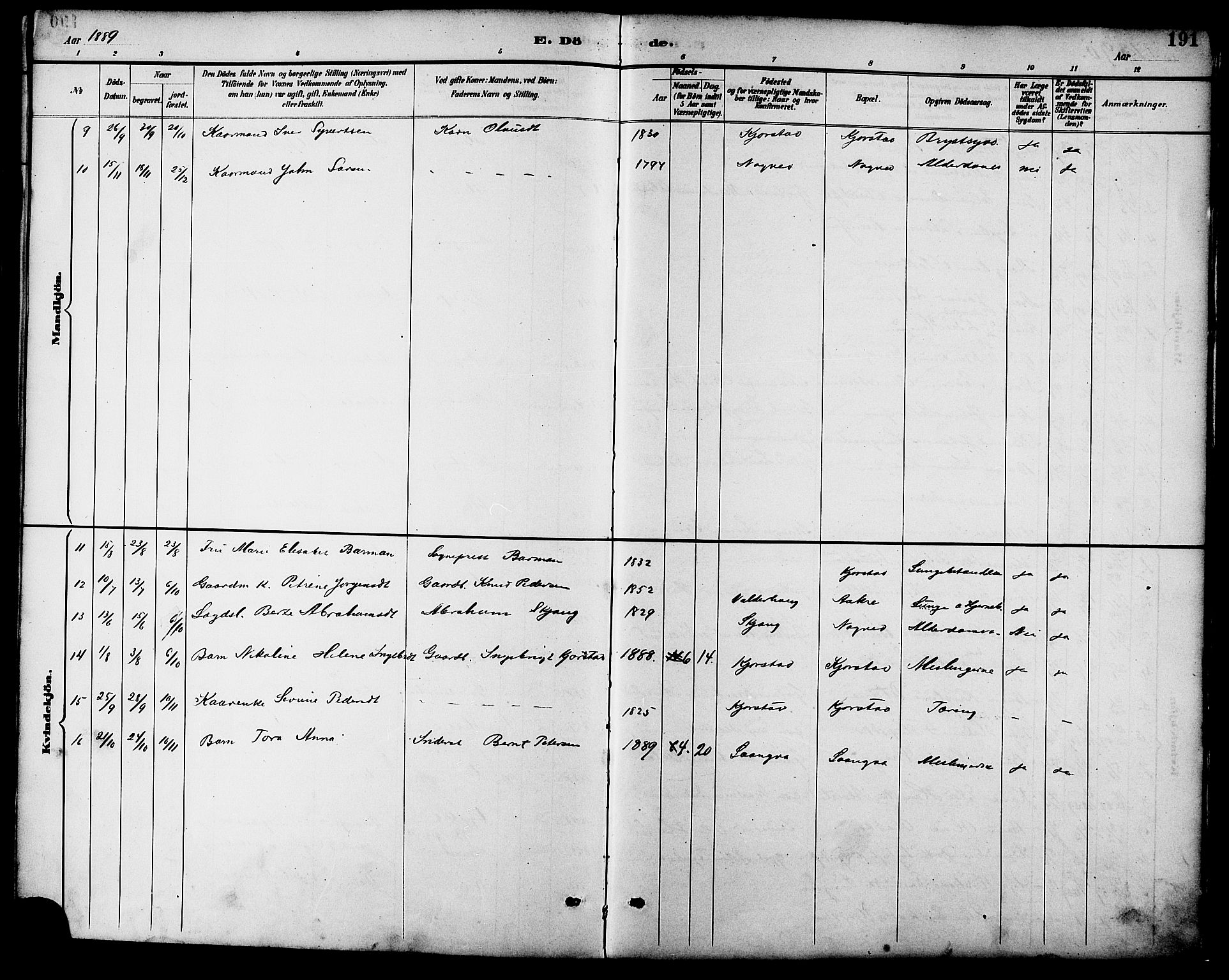 Ministerialprotokoller, klokkerbøker og fødselsregistre - Møre og Romsdal, AV/SAT-A-1454/536/L0501: Ministerialbok nr. 536A10, 1884-1896, s. 191