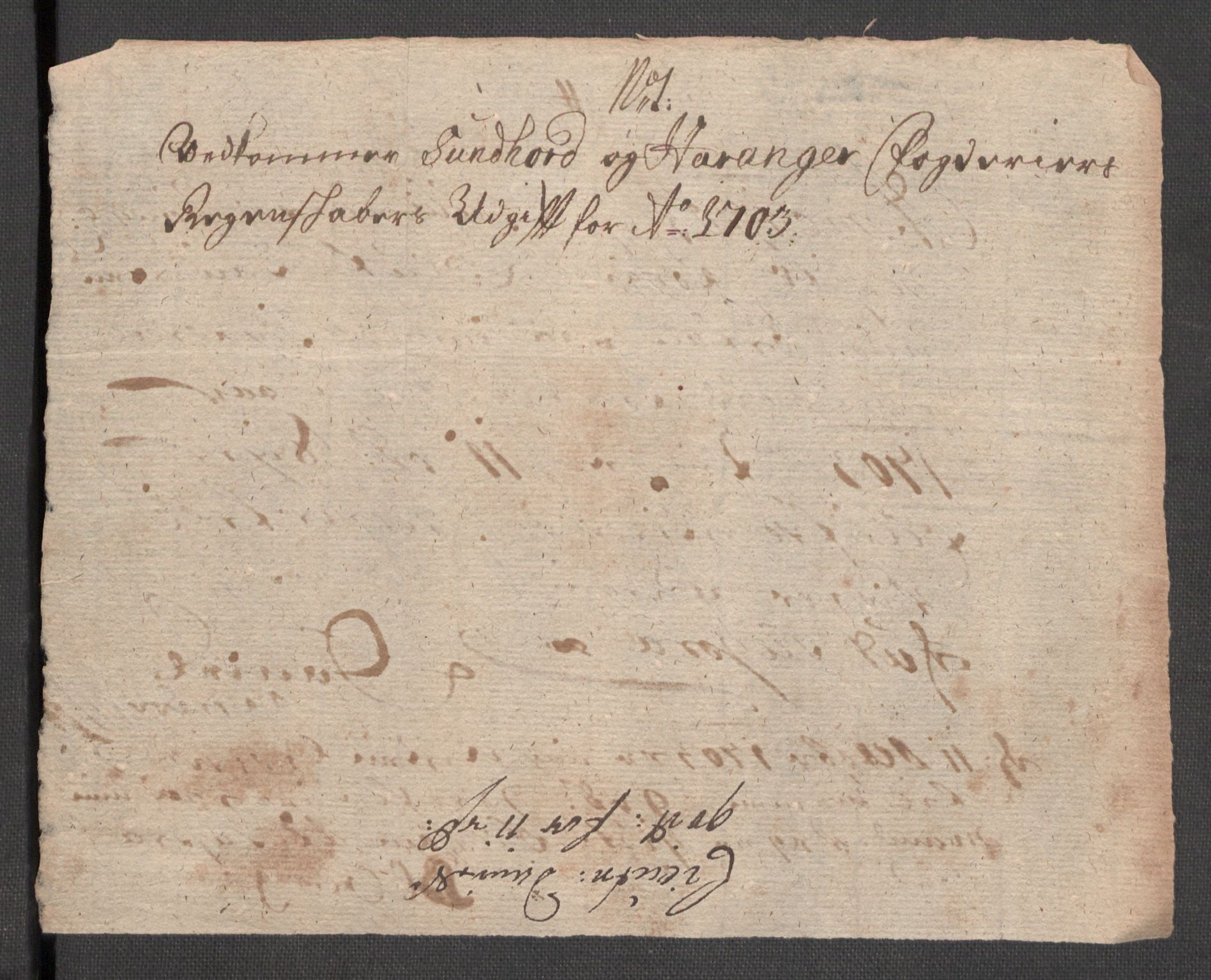 Rentekammeret inntil 1814, Reviderte regnskaper, Fogderegnskap, RA/EA-4092/R48/L2981: Fogderegnskap Sunnhordland og Hardanger, 1703, s. 205