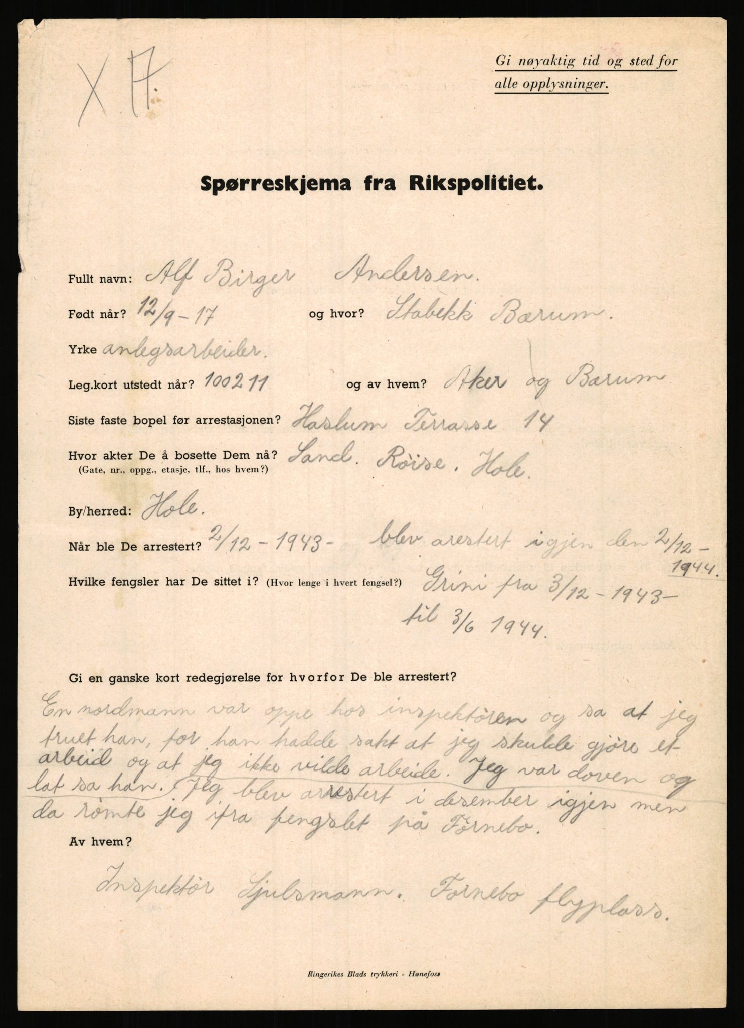 Rikspolitisjefen, AV/RA-S-1560/L/L0001: Abelseth, Rudolf - Berentsen, Odd, 1940-1945, s. 242