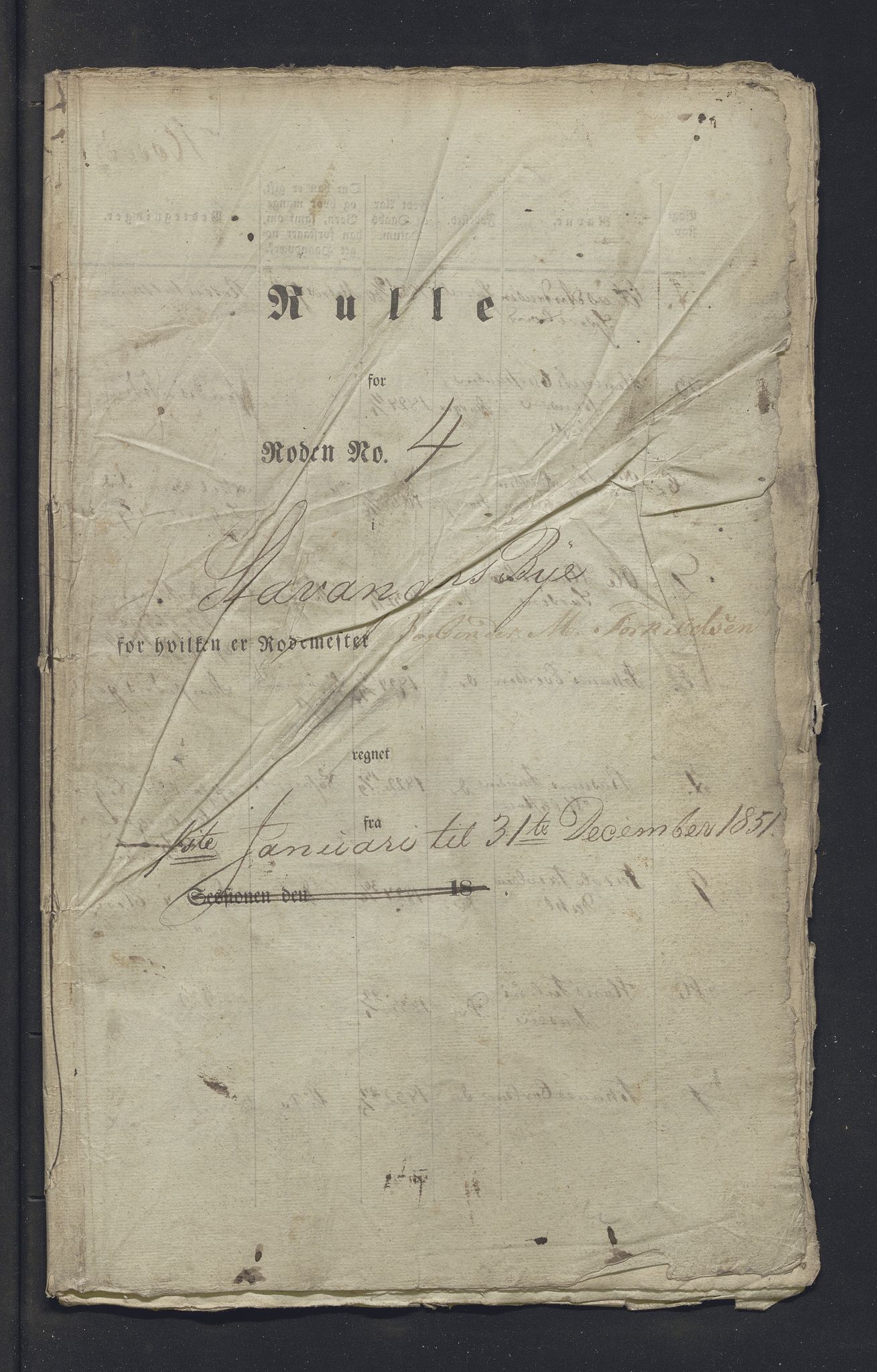 Innrulleringssjefen i Bergen, Avd. III. Bergen og Stavanger 1805-1850, SAB/A-100467/H/Ha/L0009: Mannskapsruller, 1851-1852, s. 86