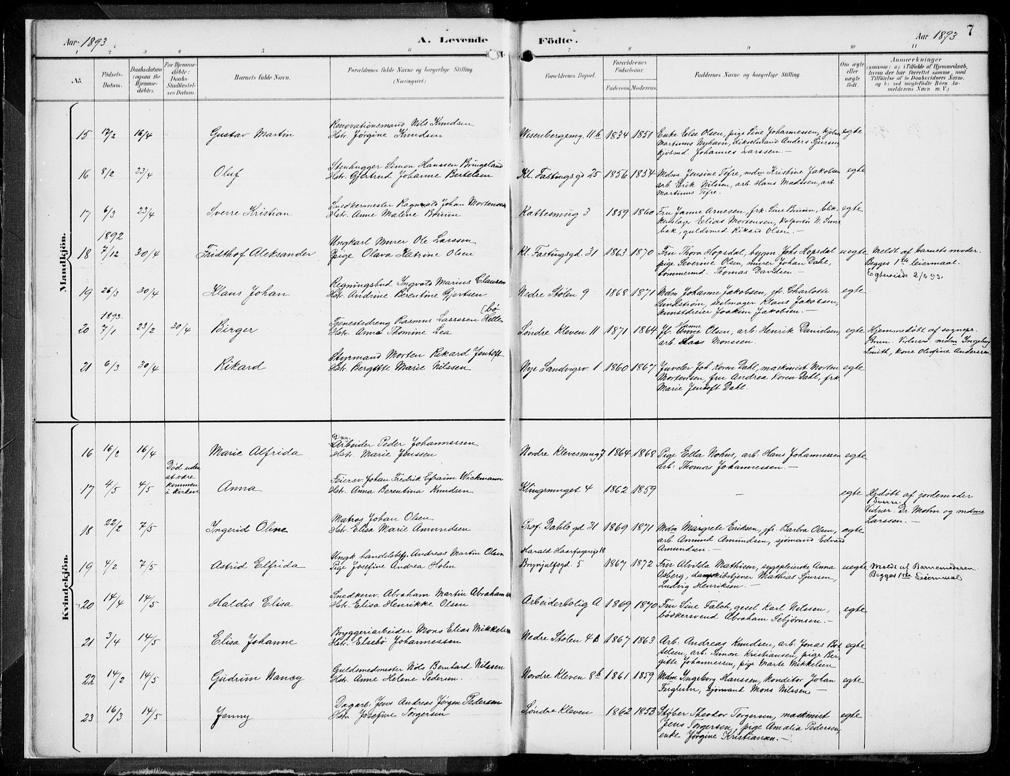 Mariakirken Sokneprestembete, AV/SAB-A-76901/H/Hab/L0005: Klokkerbok nr. A 5, 1893-1913, s. 7