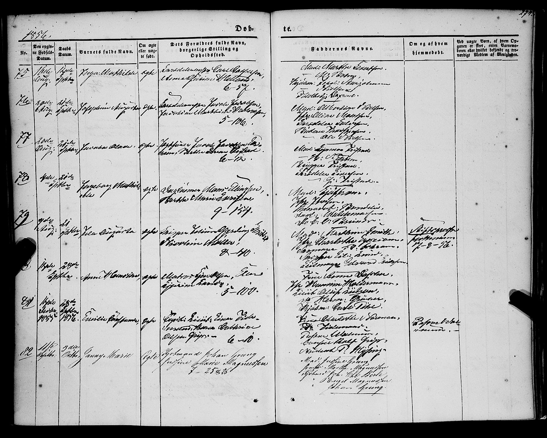Nykirken Sokneprestembete, AV/SAB-A-77101/H/Haa/L0014: Ministerialbok nr. B 1, 1844-1858, s. 274