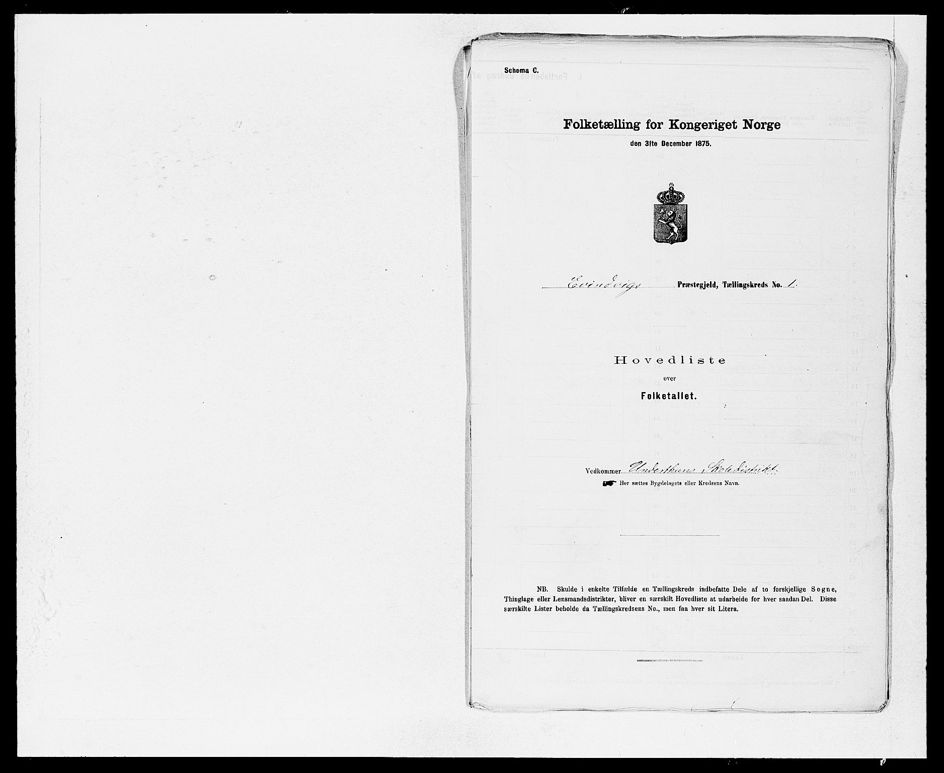 SAB, Folketelling 1875 for 1411P Eivindvik prestegjeld, 1875, s. 2