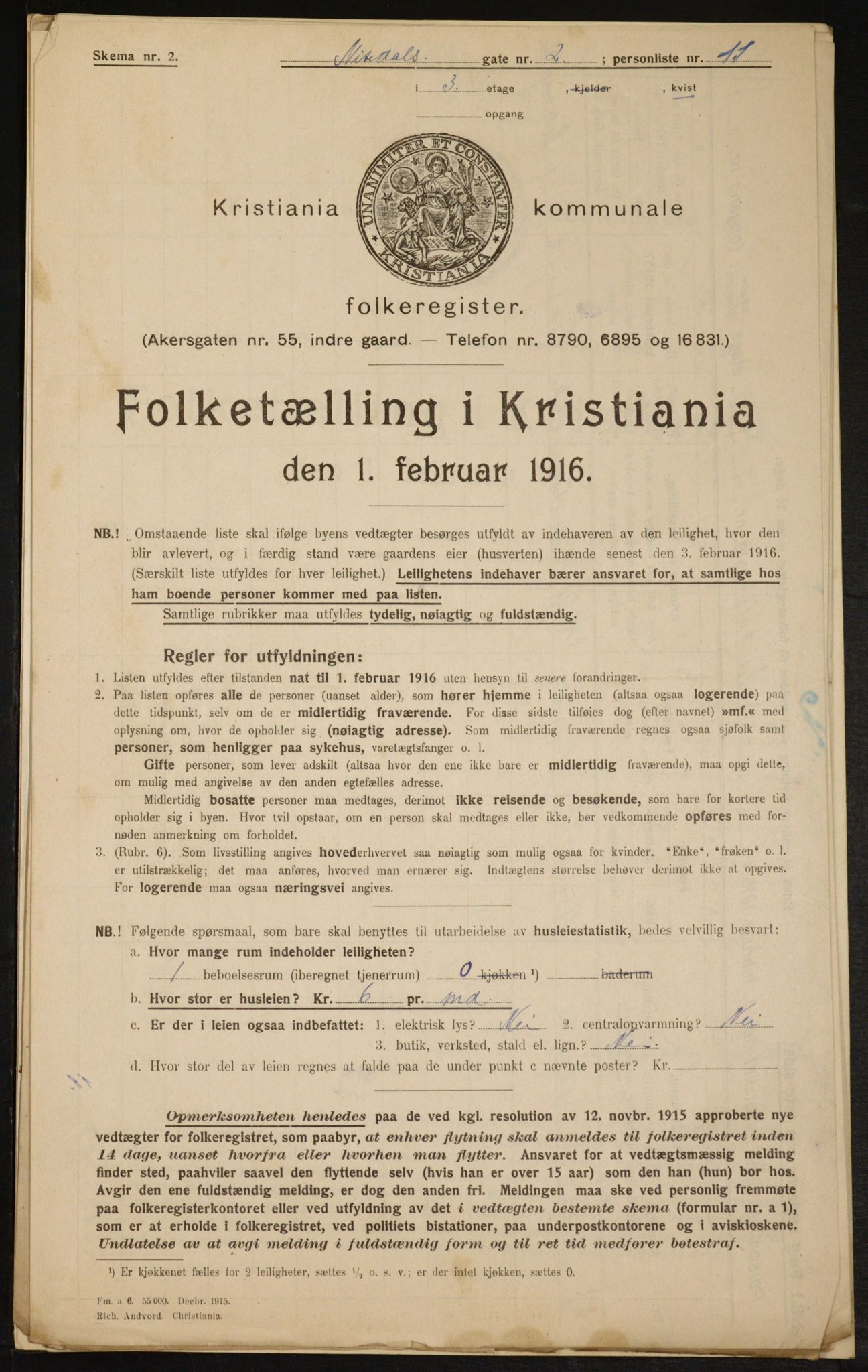 OBA, Kommunal folketelling 1.2.1916 for Kristiania, 1916, s. 72996