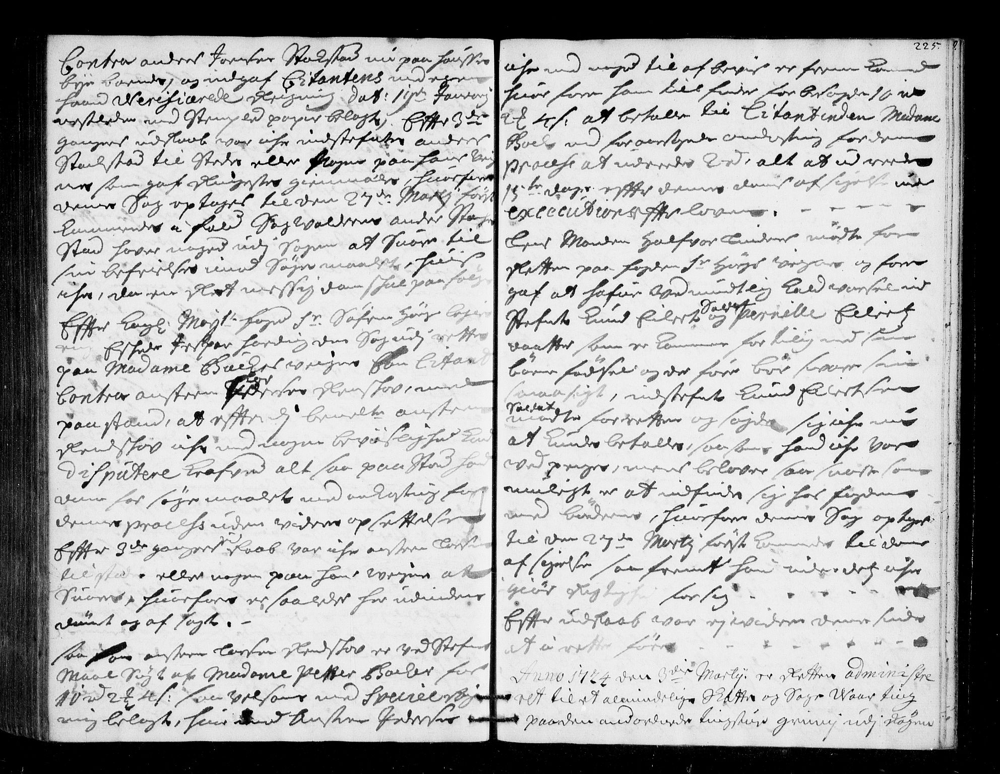 Lier, Røyken og Hurum sorenskriveri, SAKO/A-89/F/Fa/L0045: Tingbok, 1721-1724, s. 225