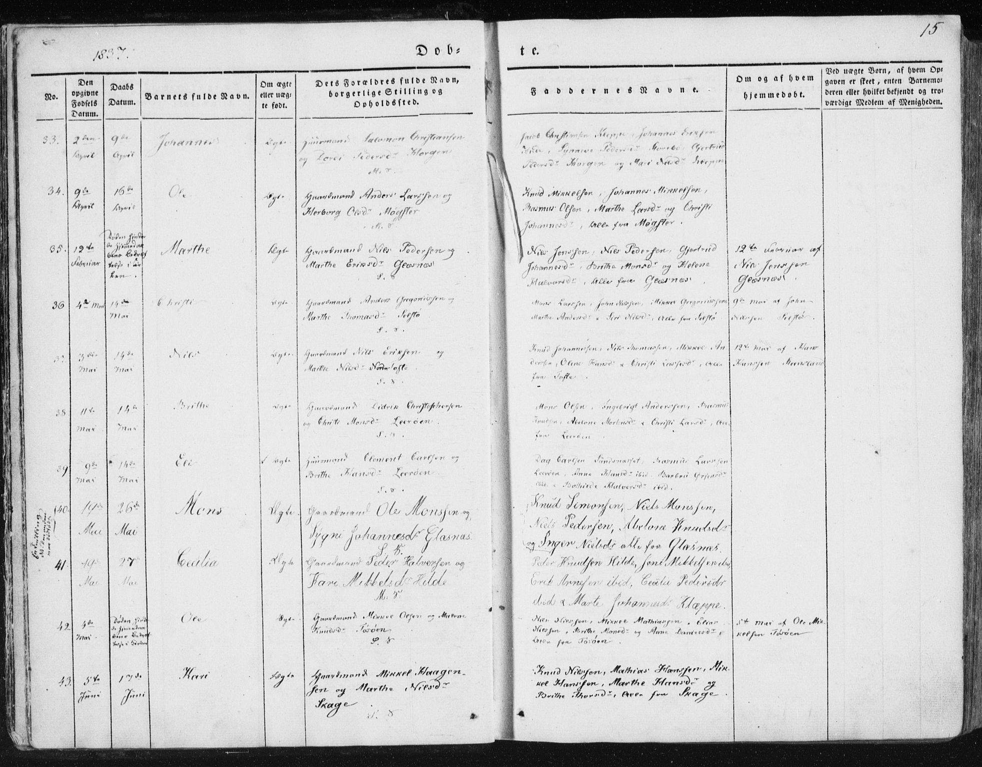 Sund sokneprestembete, AV/SAB-A-99930: Ministerialbok nr. A 13, 1835-1849, s. 15