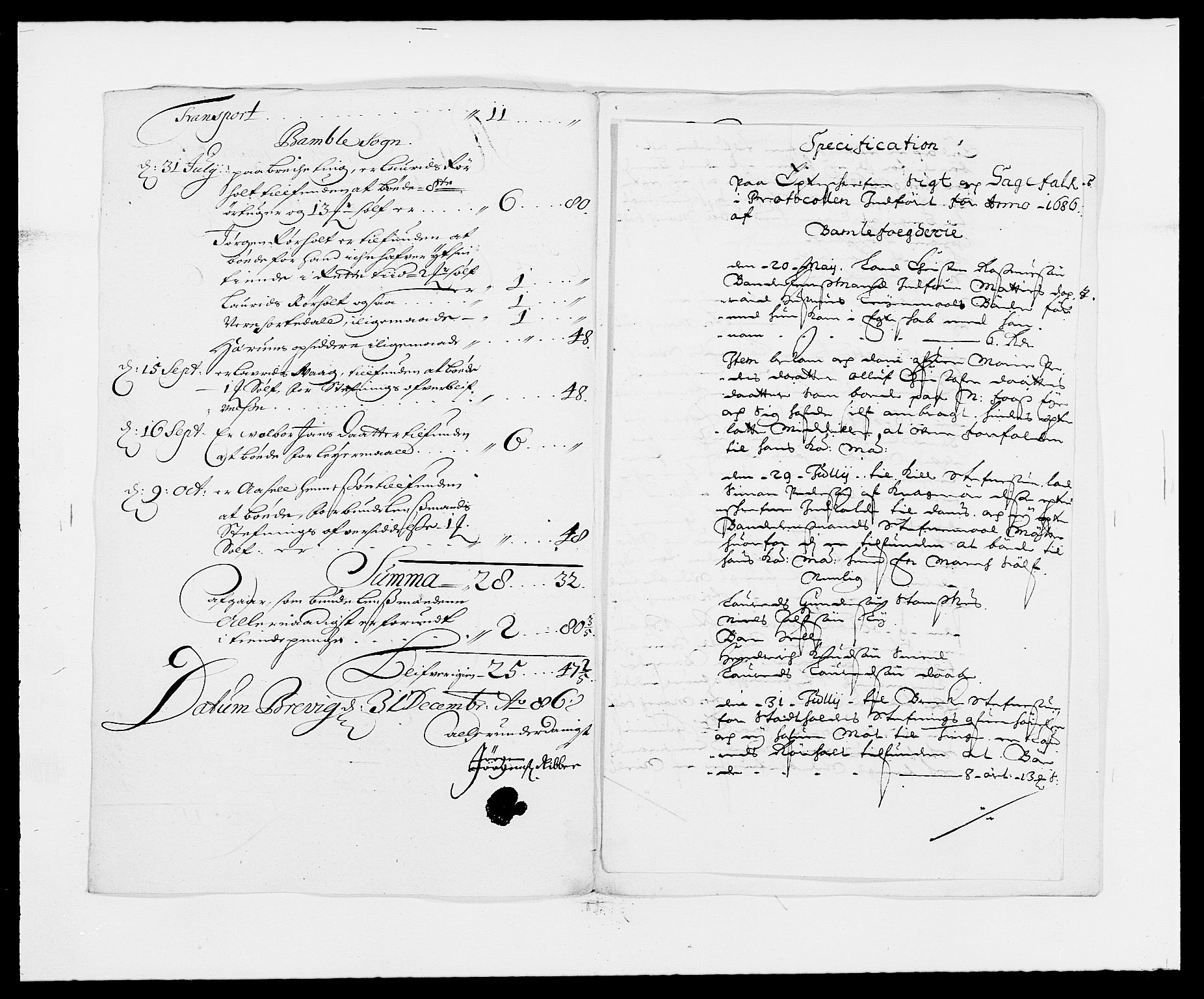 Rentekammeret inntil 1814, Reviderte regnskaper, Fogderegnskap, AV/RA-EA-4092/R34/L2049: Fogderegnskap Bamble, 1685-1687, s. 22