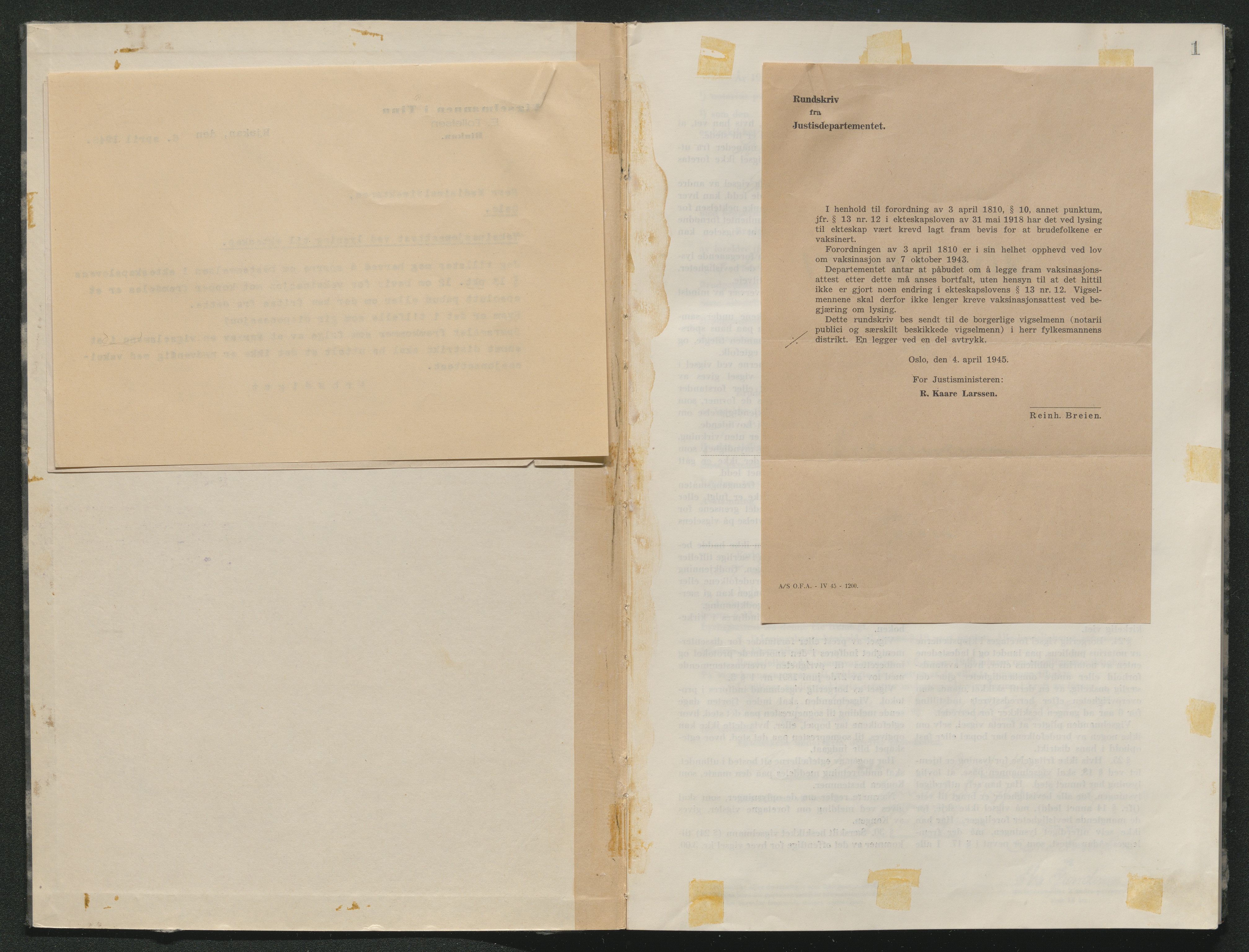 Tinn og Heddal sorenskriveri, AV/SAKO-A-212/L/La/L0006: Vigselsbok - Tinn, 1945
