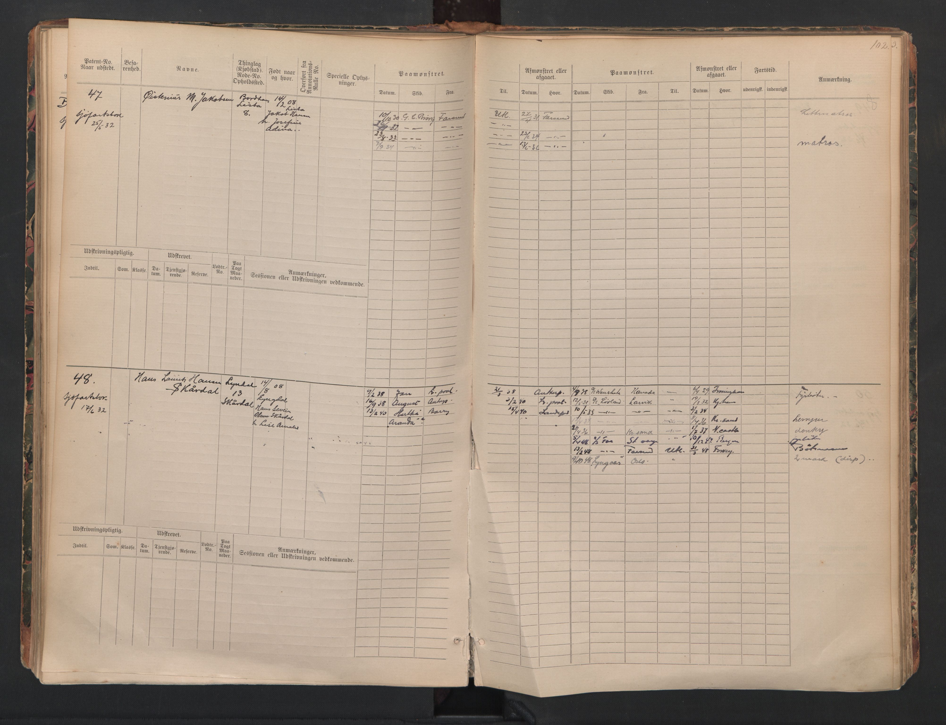 Farsund mønstringskrets, SAK/2031-0017/F/Fb/L0024: Hovedrulle B nr 1-192 med register, annotasjonsrulle B nr 1-2, Z-16, 1884-1945, s. 57