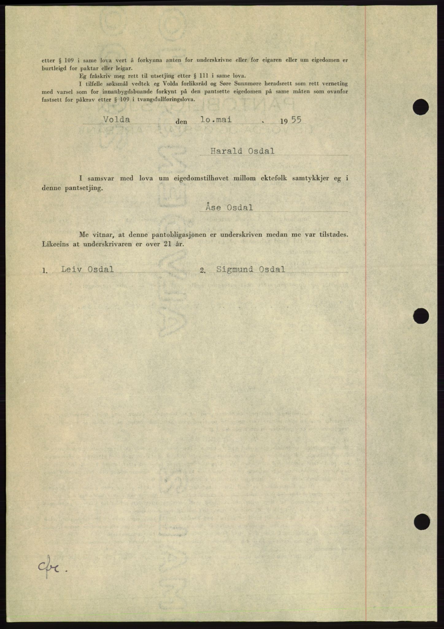 Søre Sunnmøre sorenskriveri, AV/SAT-A-4122/1/2/2C/L0126: Pantebok nr. 14B, 1954-1955, Dagboknr: 1157/1955