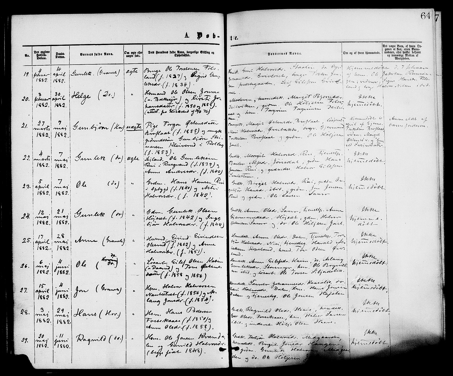 Gransherad kirkebøker, AV/SAKO-A-267/F/Fa/L0004: Ministerialbok nr. I 4, 1871-1886, s. 64