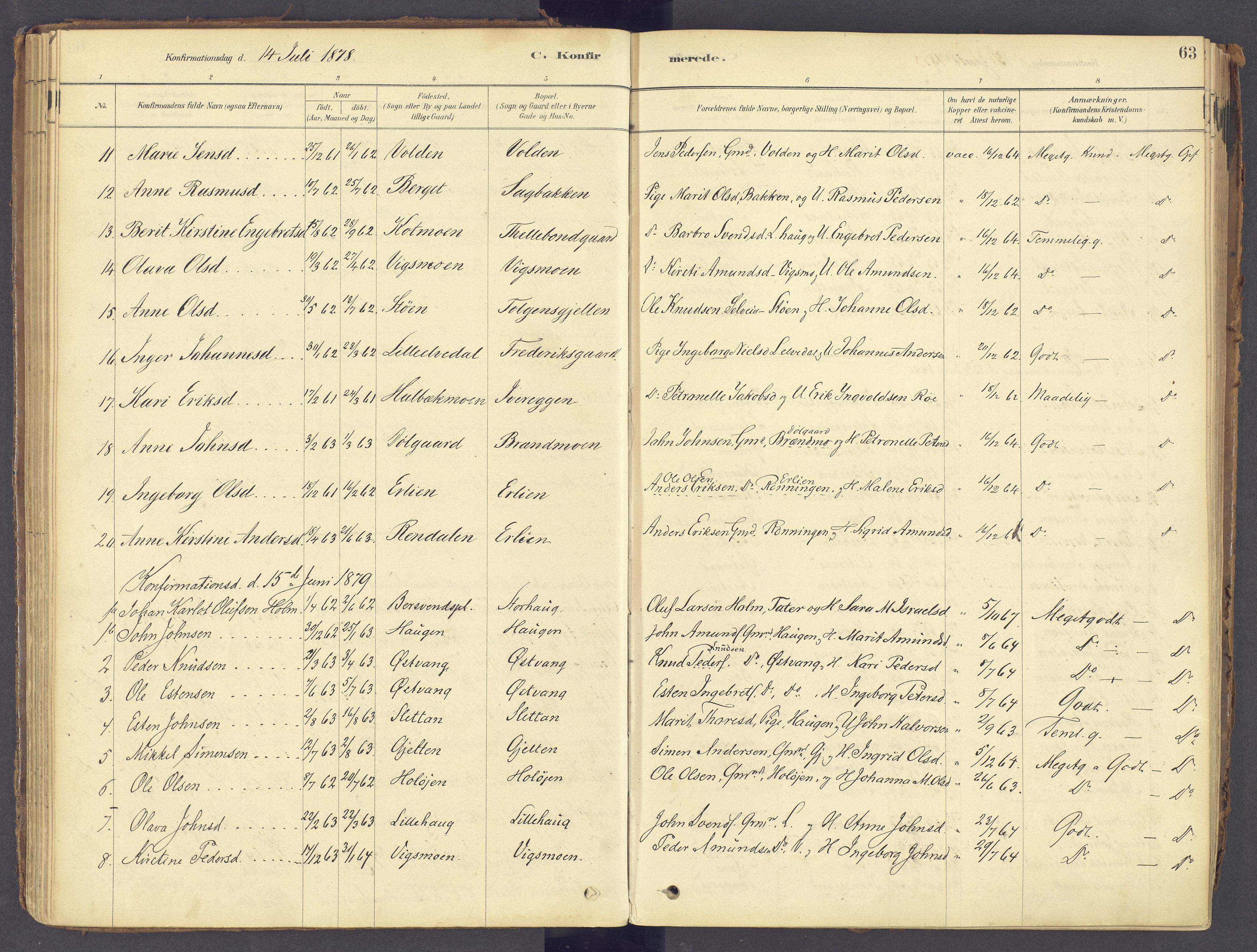 Tolga prestekontor, AV/SAH-PREST-062/K/L0011: Ministerialbok nr. 11, 1877-1920, s. 63